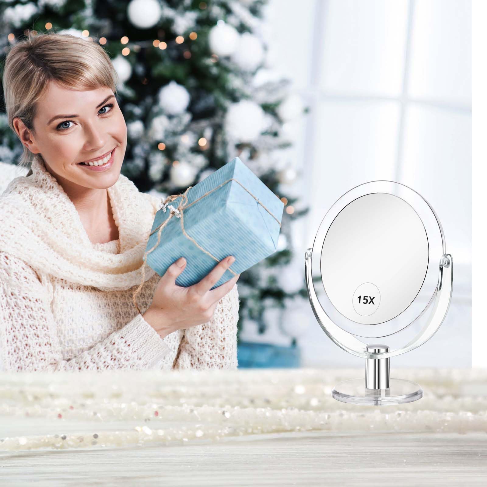 CLSEVXY Vanity Makeup Mirror with Stand 1X 15X Magnification - CLSEVXY Official Imagery - 8