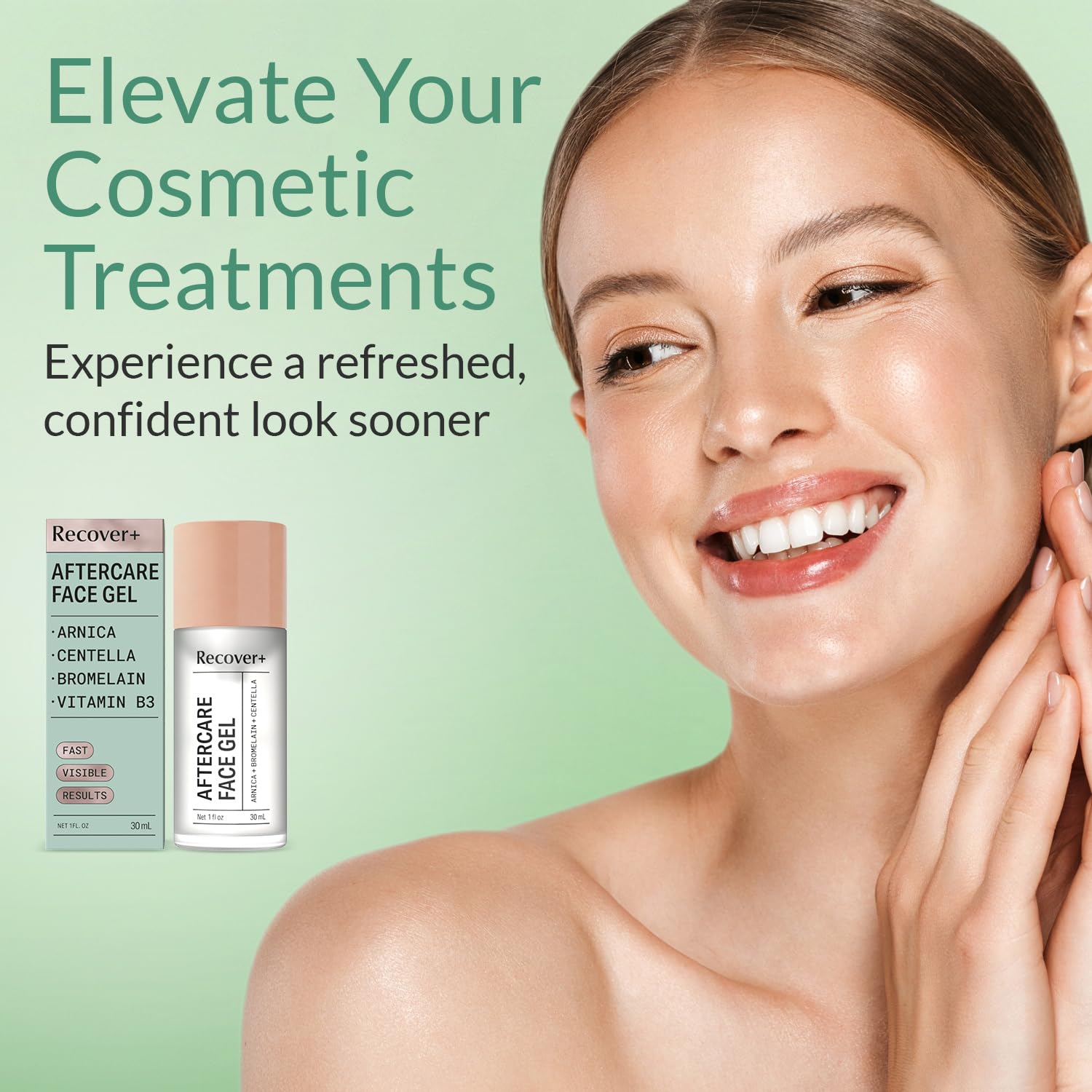 Escentile Arnica face gel in a clear tube, designed for skin moisturizer and aftercare recovery, with a natural herbal appearance.