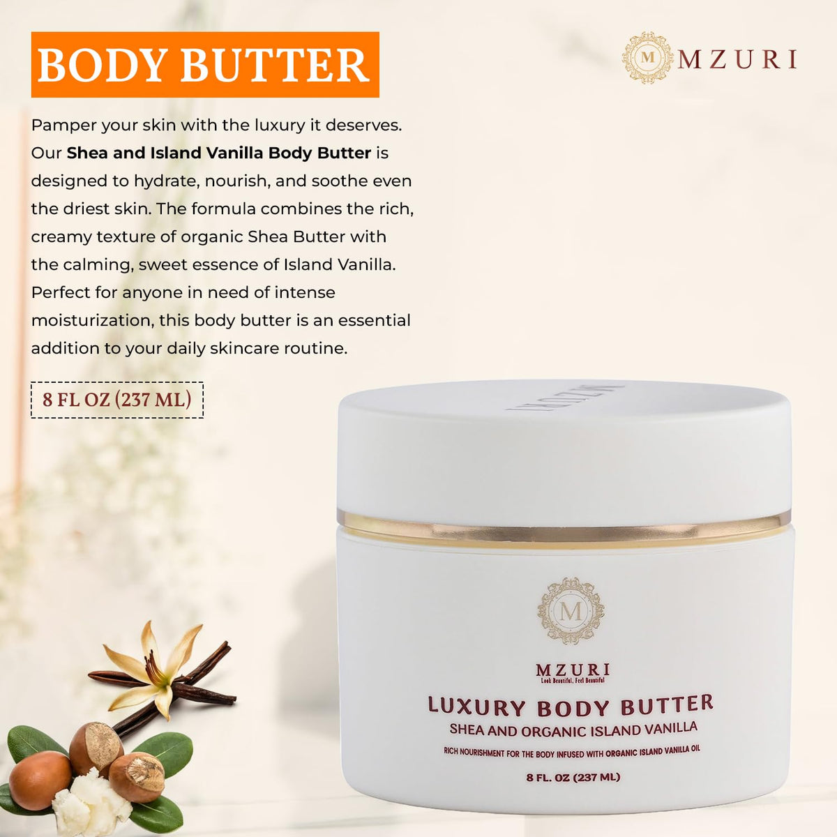 MZURI Body Butter Whipped Shea and Island Vanilla Blend Fast - MZURI Official Imagery - 4