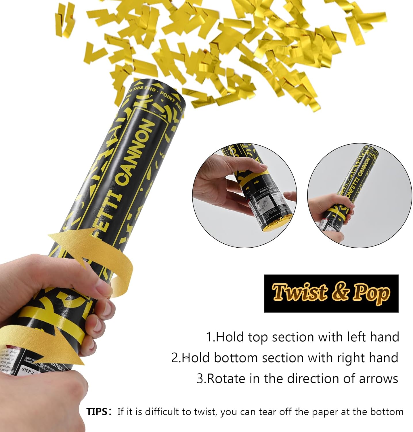Confetti Cannon Gold Party Poppers 12 Pack Party Cannon Confetti Shooters