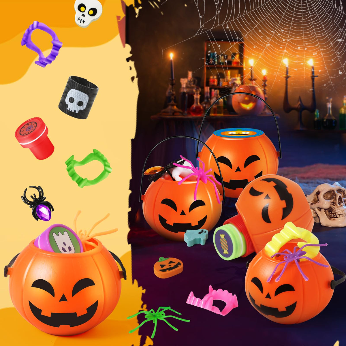 168pcs Halloween Party Favors for Kids Prefilled Pumpkins - OCHIDO Official Imagery - 8
