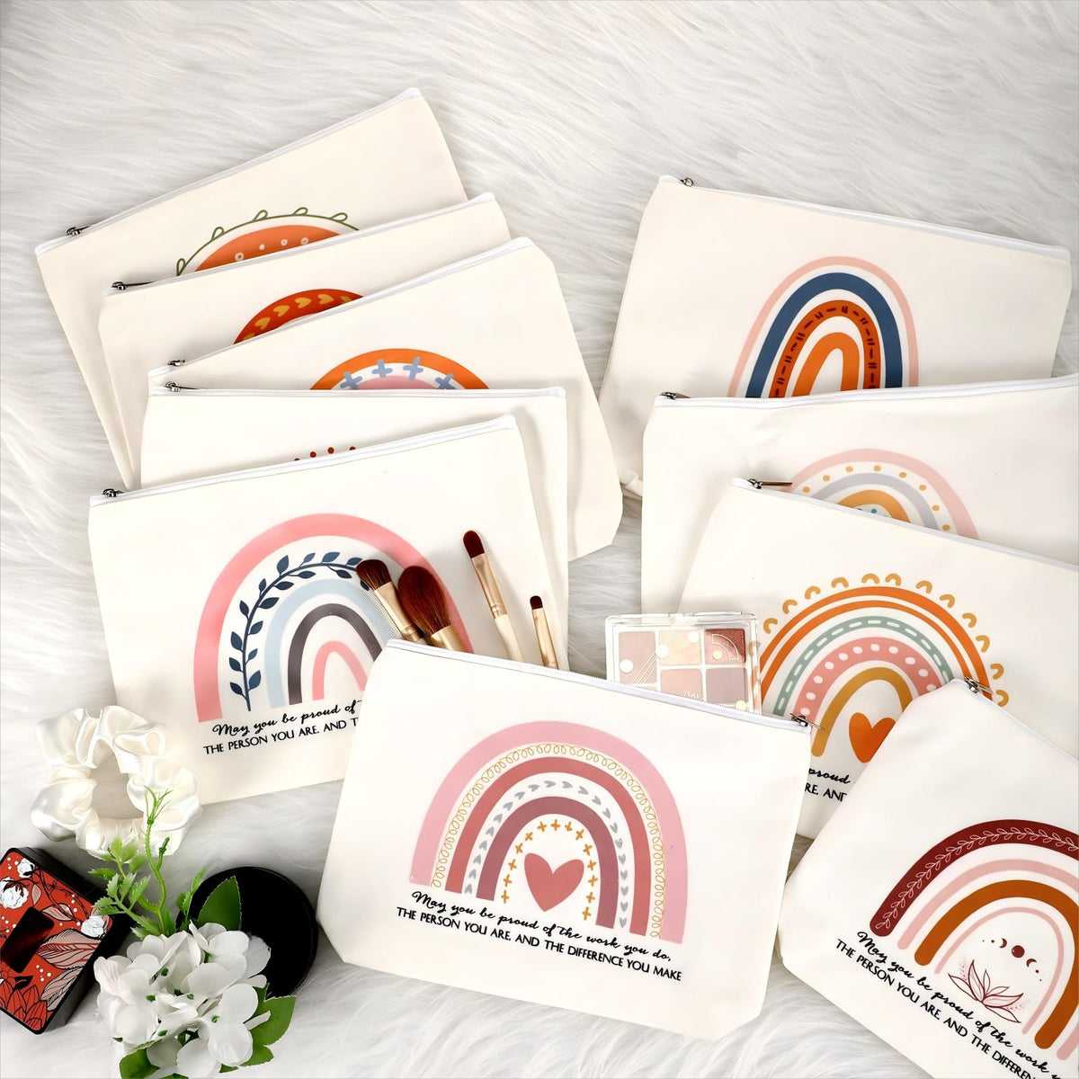 Sieral 30 Pcs Appreciation Makeup Bags Rainbow Canvas Zipper - Sieral Official Imagery - 3