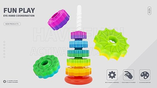 LBAIBB spinning stacking toy for toddlers, sensory toy with colorful spinning parts for children aged 1 to 3.