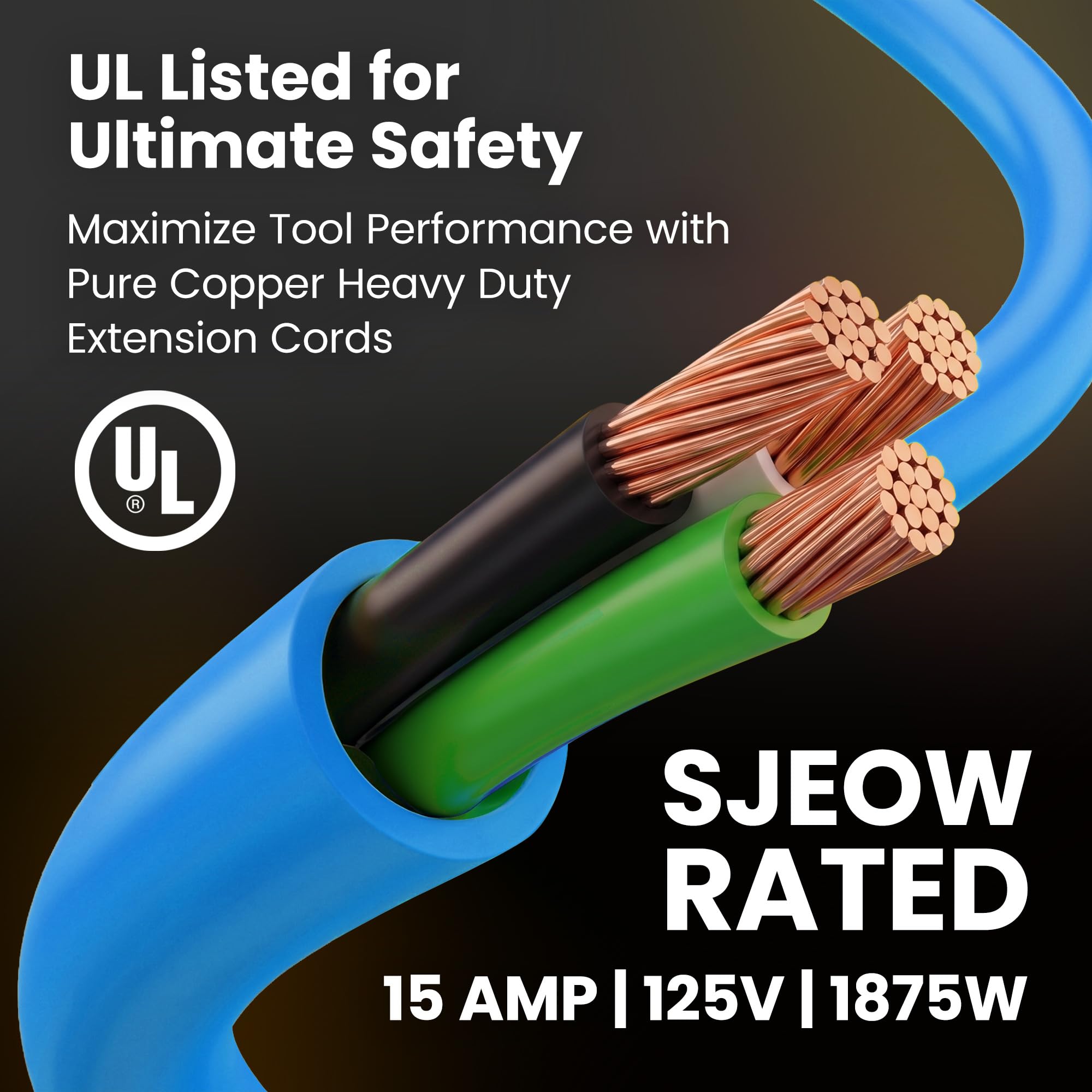 GEARit 100 ft Outdoor Extension Cord 10/3 Gauge SJEOW 10 AWG, Hea - GEARit Official Product View 2