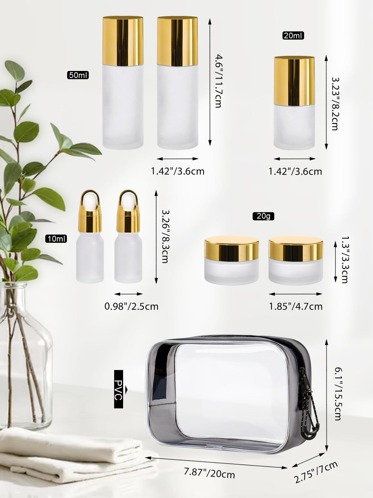 Glass Travel Bottles for Toiletries TSA Approved Leak Proof - Handmade Max Official Imagery - 4