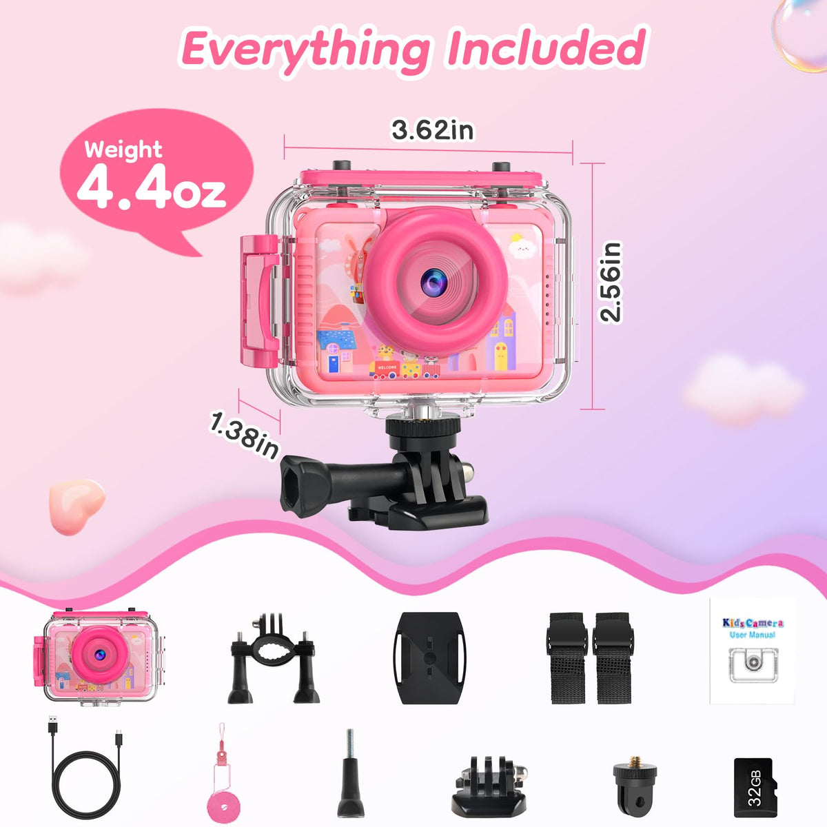 Kids Waterproof Underwater Camera 1080P 4X Zoom 2 IPS Screen - GKTZ Official Imagery - 3