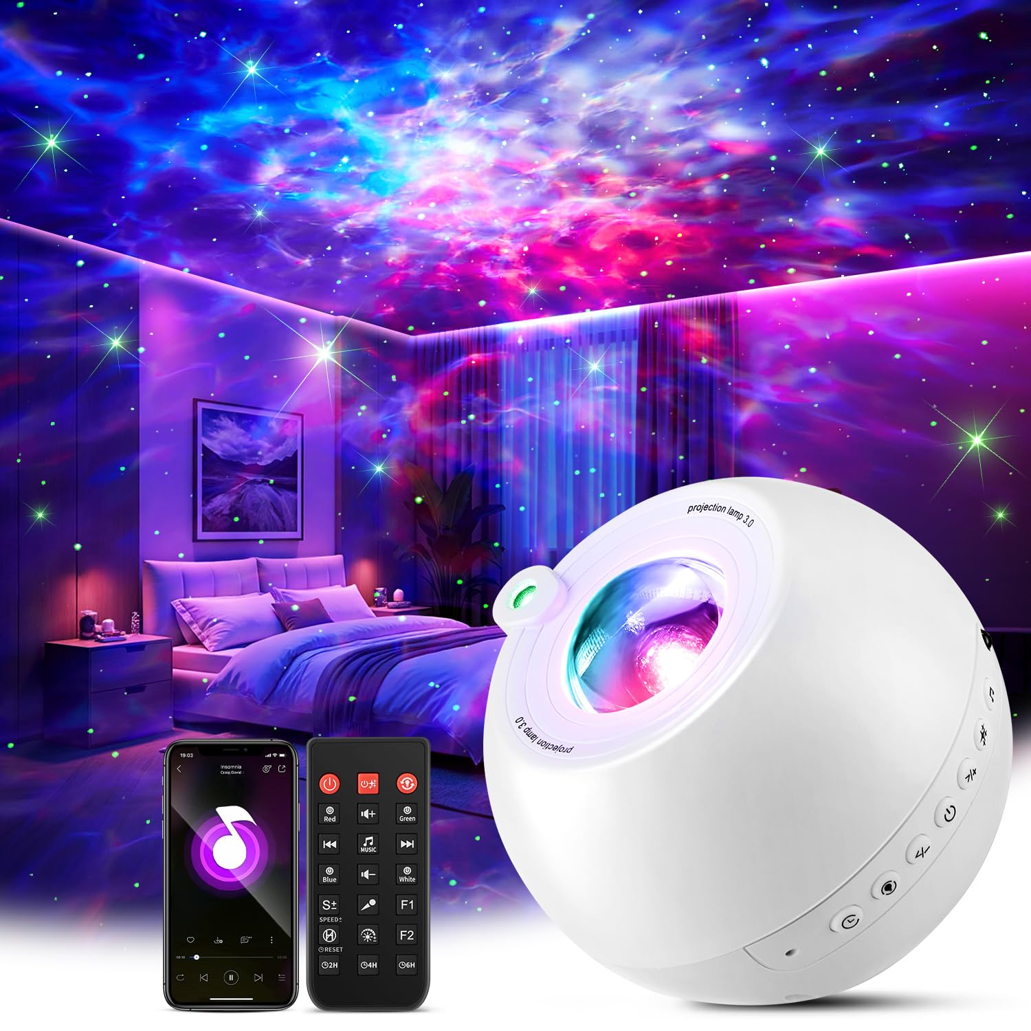 One Fire 360 Game Lights Galaxy Projector Gaming Accessories Gaming Ro - View 10