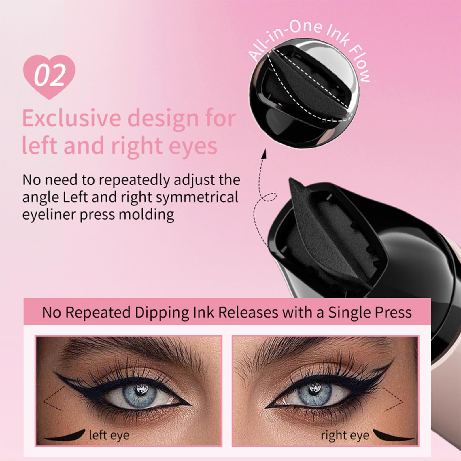 Hunjiry Foldable Eyeliner Stamp for Beginners – Black Gel Winged Eyeli - View 4