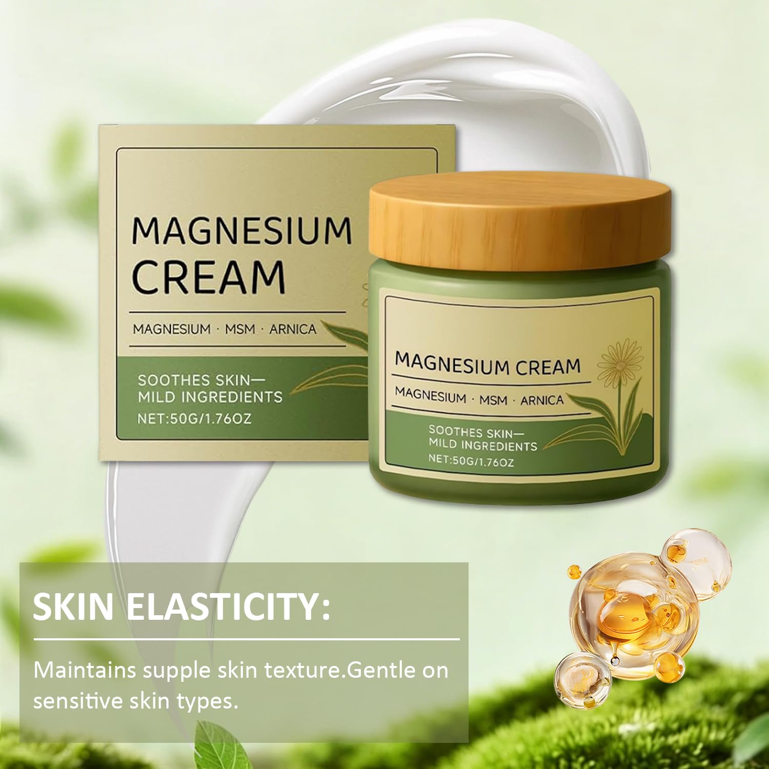 GENTERUN Magnesium Cream with MSM and arnica in a 2-pack, skin moisturizer with soothing natural ingredients.