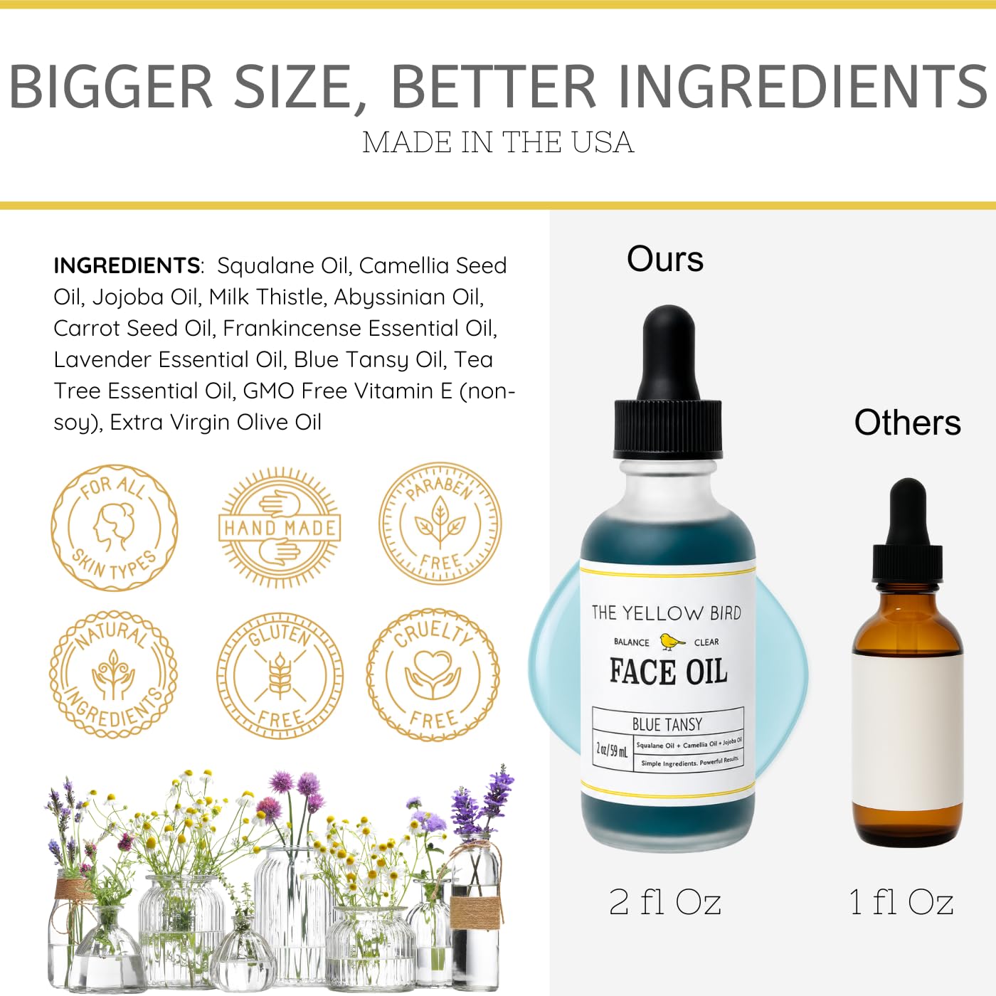Yellow Bird Balancing Blue Tansy Face Oil 2 oz 59 ml Skin - The Yellow Bird Official Imagery - 3