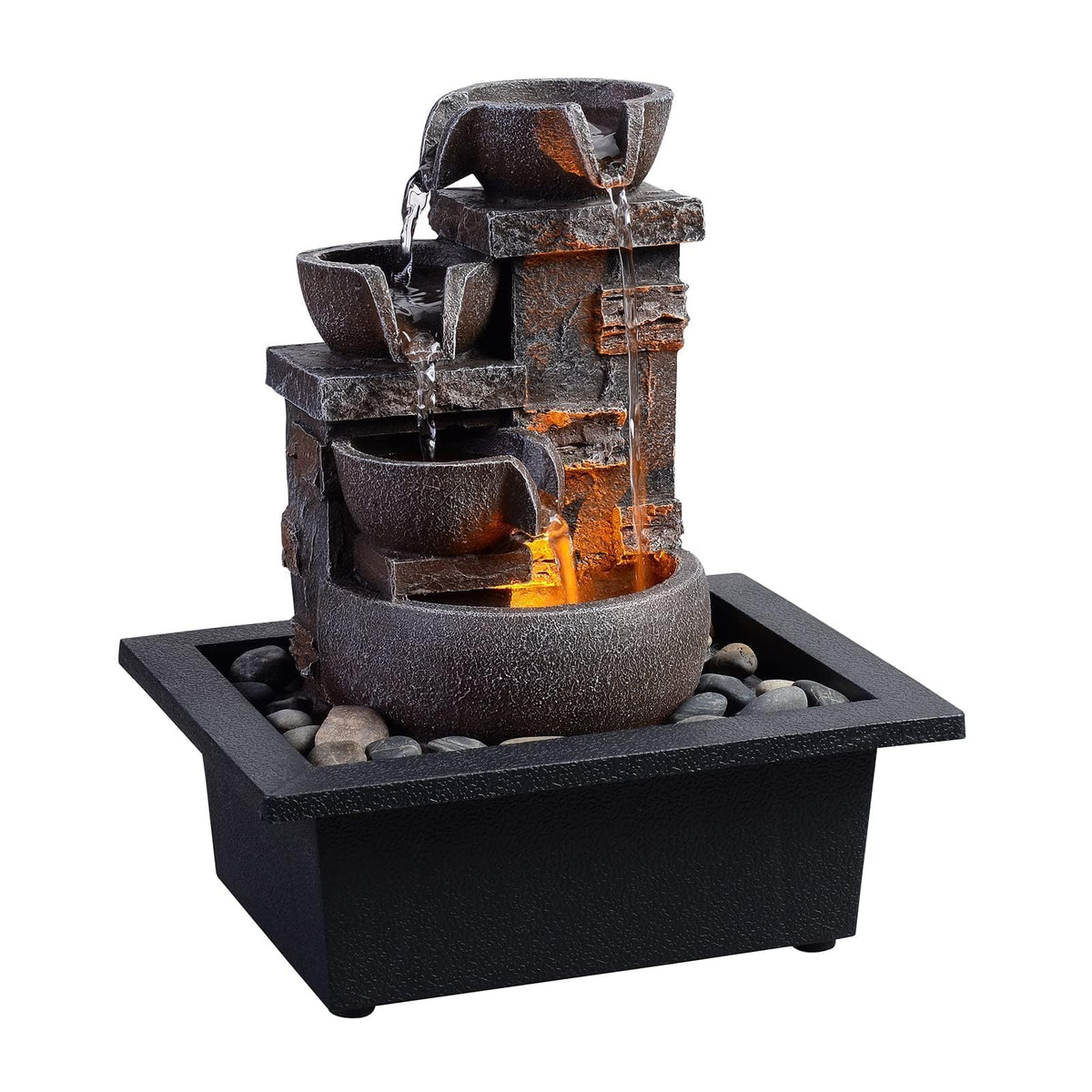 Tabletop Water Fountain Indoor Waterfall with Resin Rock - Kalona Official Imagery - 6