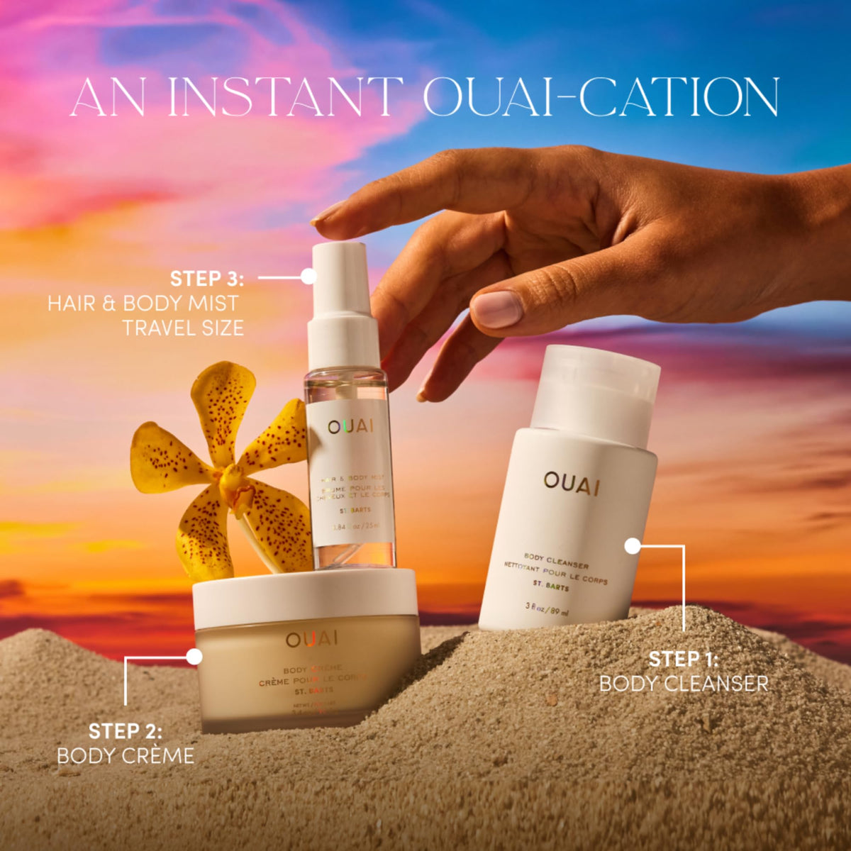 Wanna Get A OUAI Self Care Kit Body Cleanser Body Cr me Hair - OUAI Official Imagery - 3