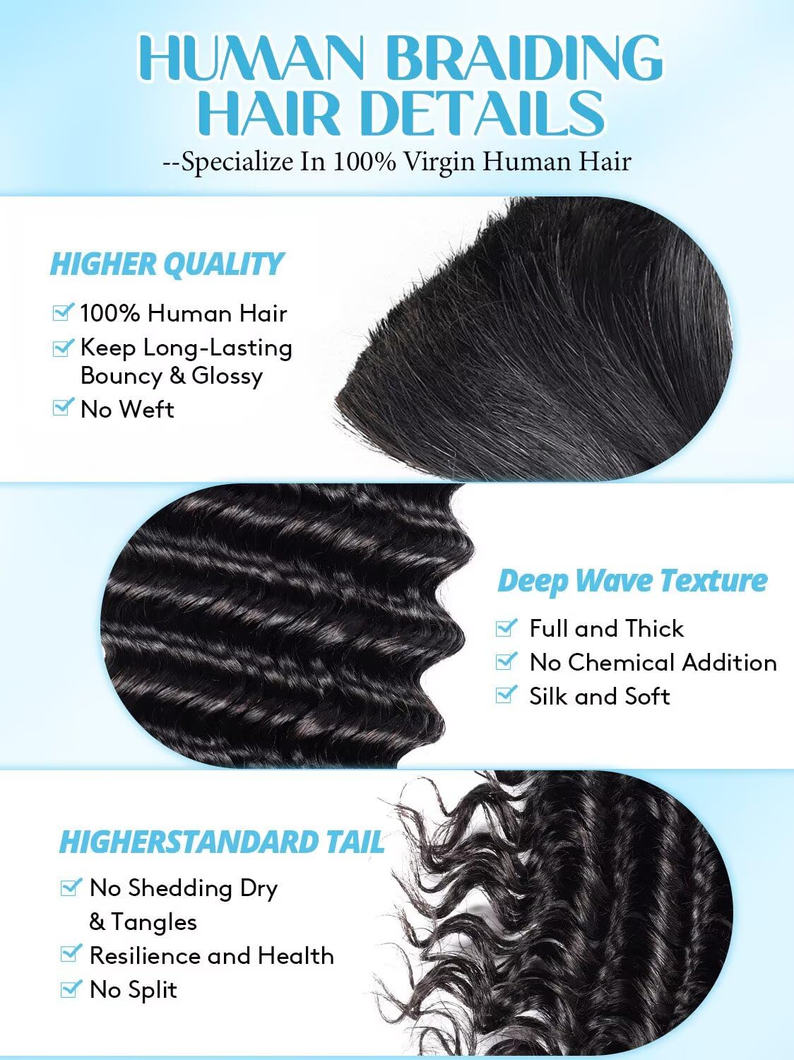 Boho Hair for Braiding 18 Inch Curly Virgin Human Braiding - WIGGSALONG Official Imagery - 4