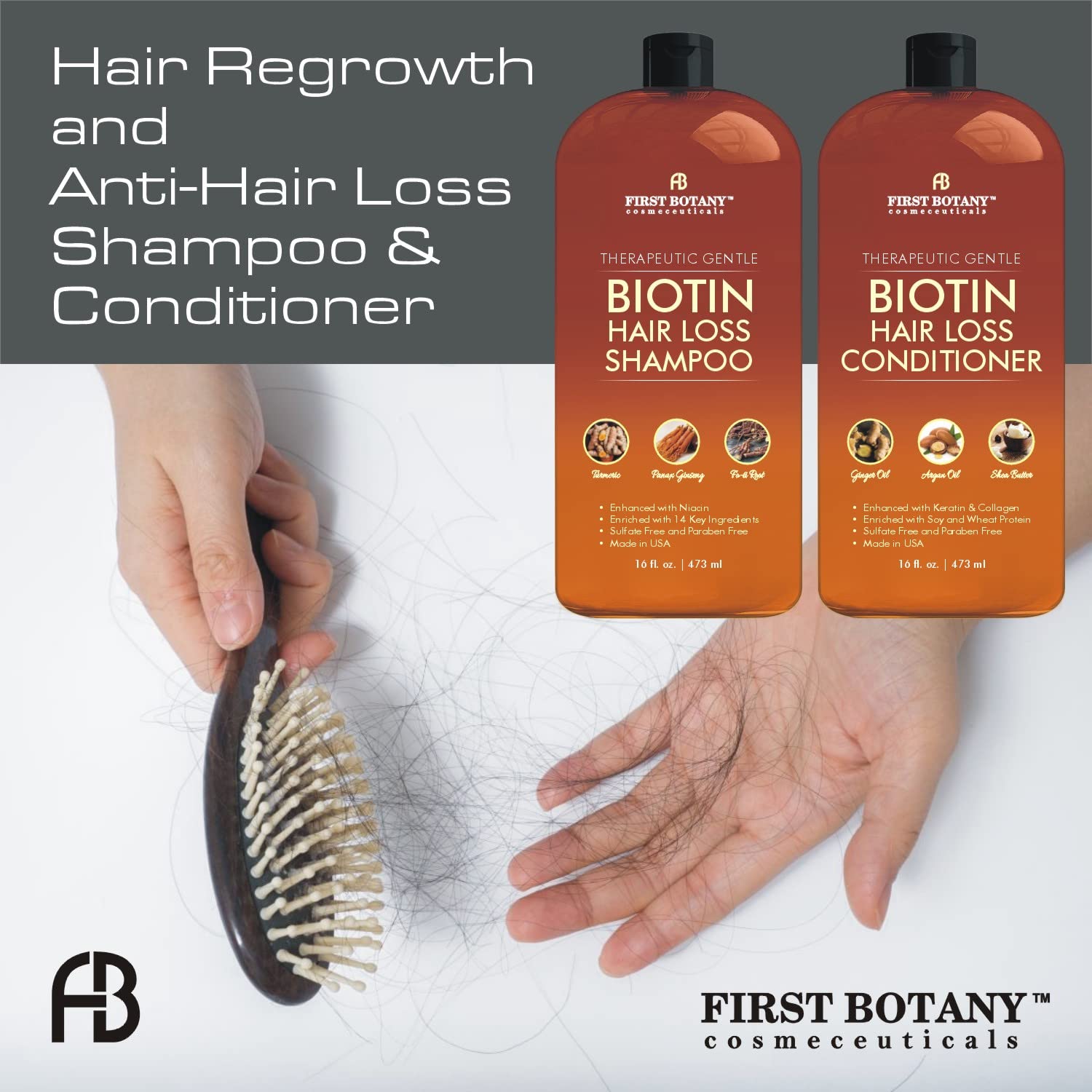 First Botany Hair Growth Shampoo & Conditioner Set with DHT Blockers, Sulfate - Free - First Botany Official Product View 4