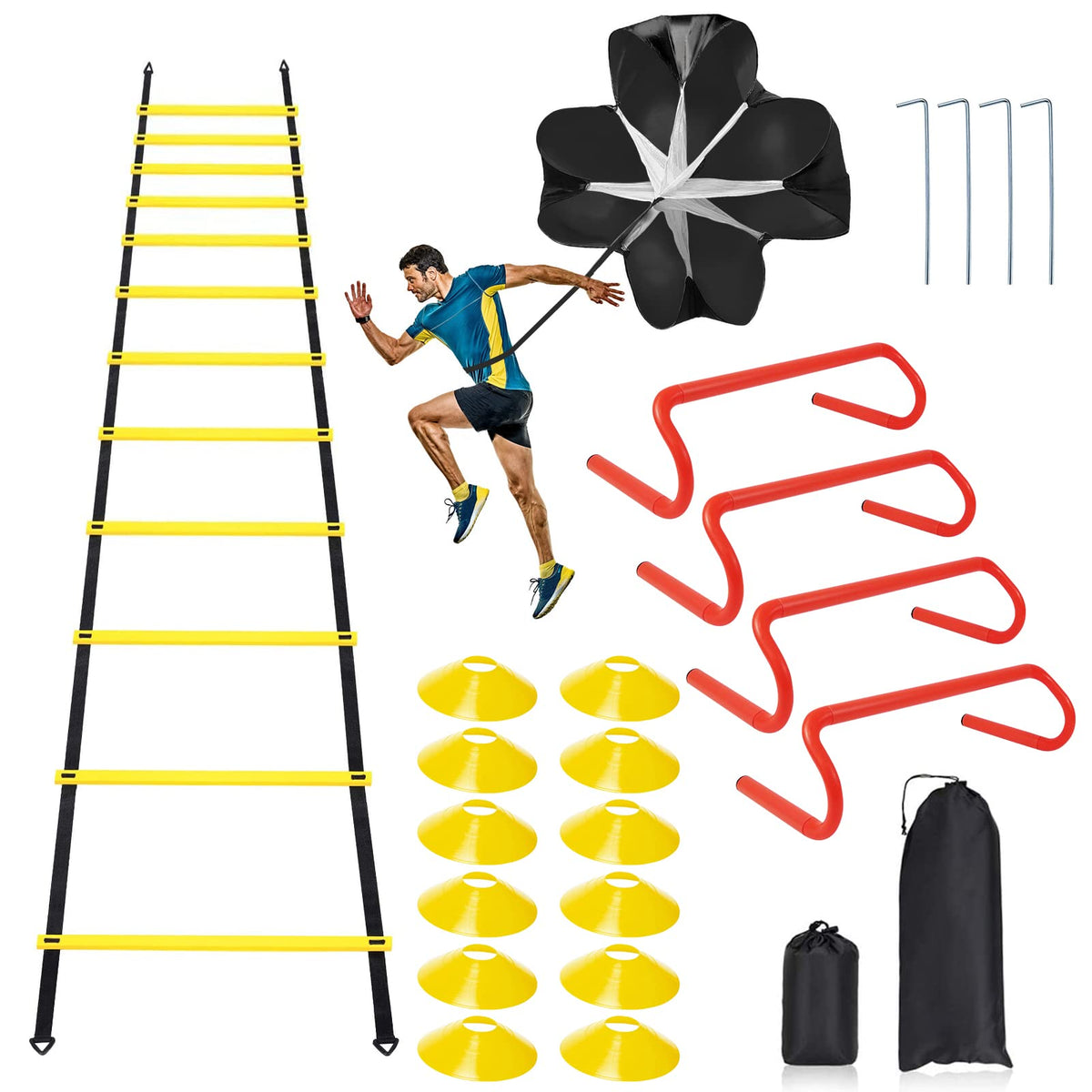 Speed Agility Ladder Training Equipment Set Includes 12 Rung - Rainmae Official Imagery - 1