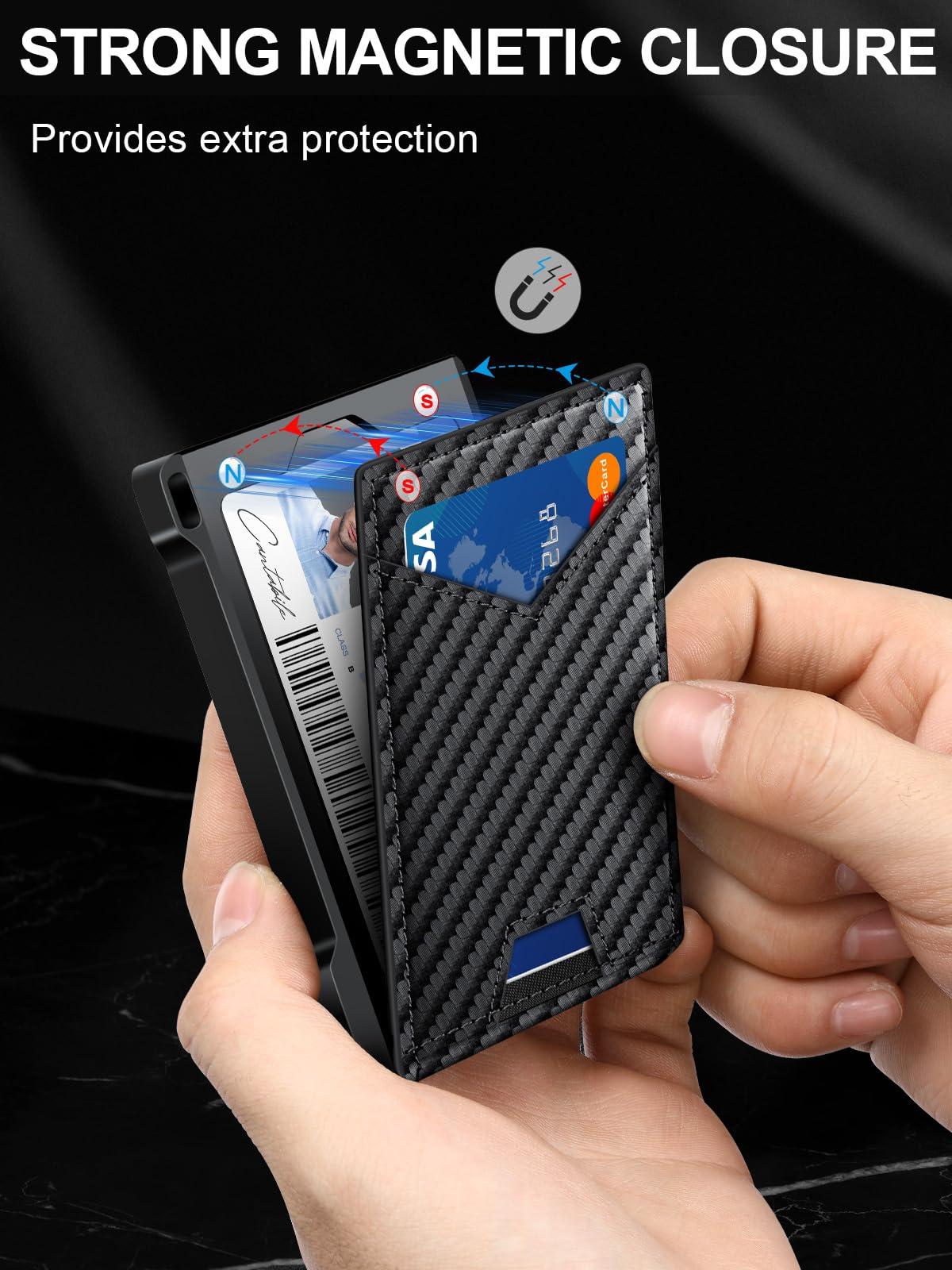 KAFELLON Carbon Fiber RFID Pop-Up Wallet for Men