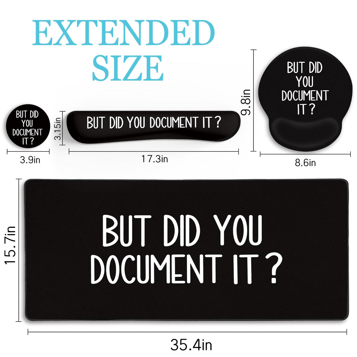 Black Mouse Pad Large Desk Mat Set But Did You Document It - LIMKRIAN Official Imagery - 7