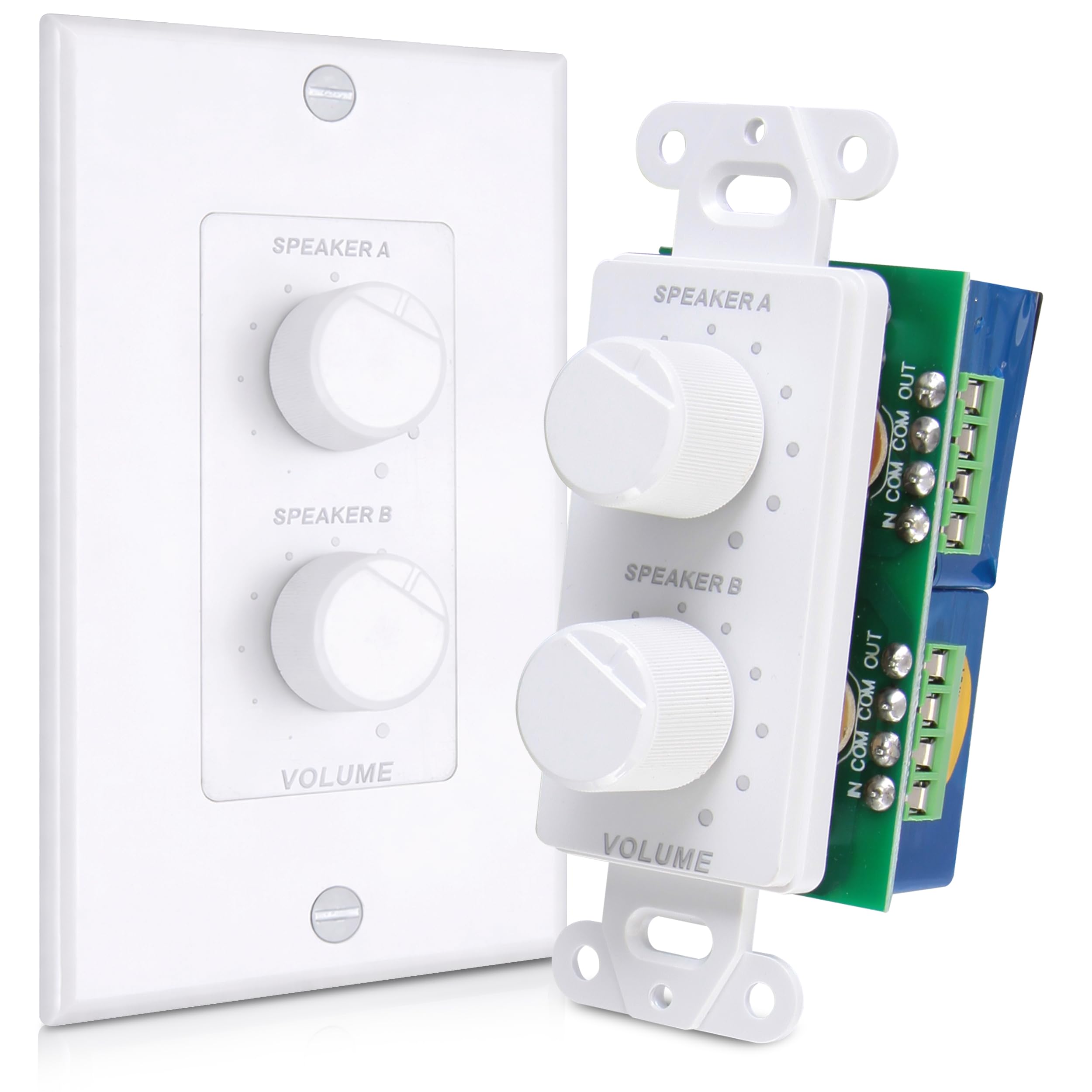 In Wall Speaker Volume Control - Home Audio Smart 2-Channel A/B D by Pyle - Angle View 1