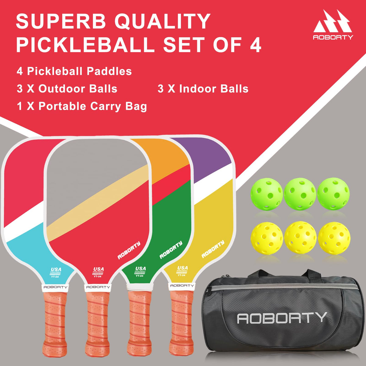 AOBORTY Pickleball Paddles 4 Pack - AOBORTY Official Imagery - 6