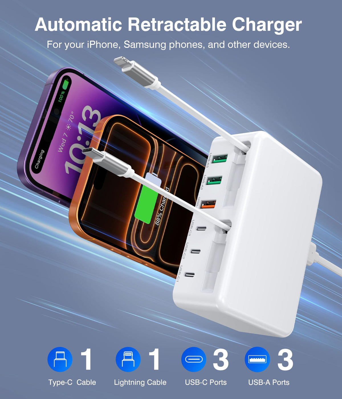 2026 Latest USB C Charger Block 8 in 1 GaN Retractable - BOVICAS Official Imagery - 4