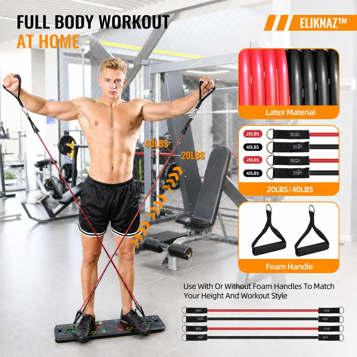 Portable Push Up Board Gym Kit 25 in 1 Foldable Push Up - ELIKNAZ Official Imagery - 5
