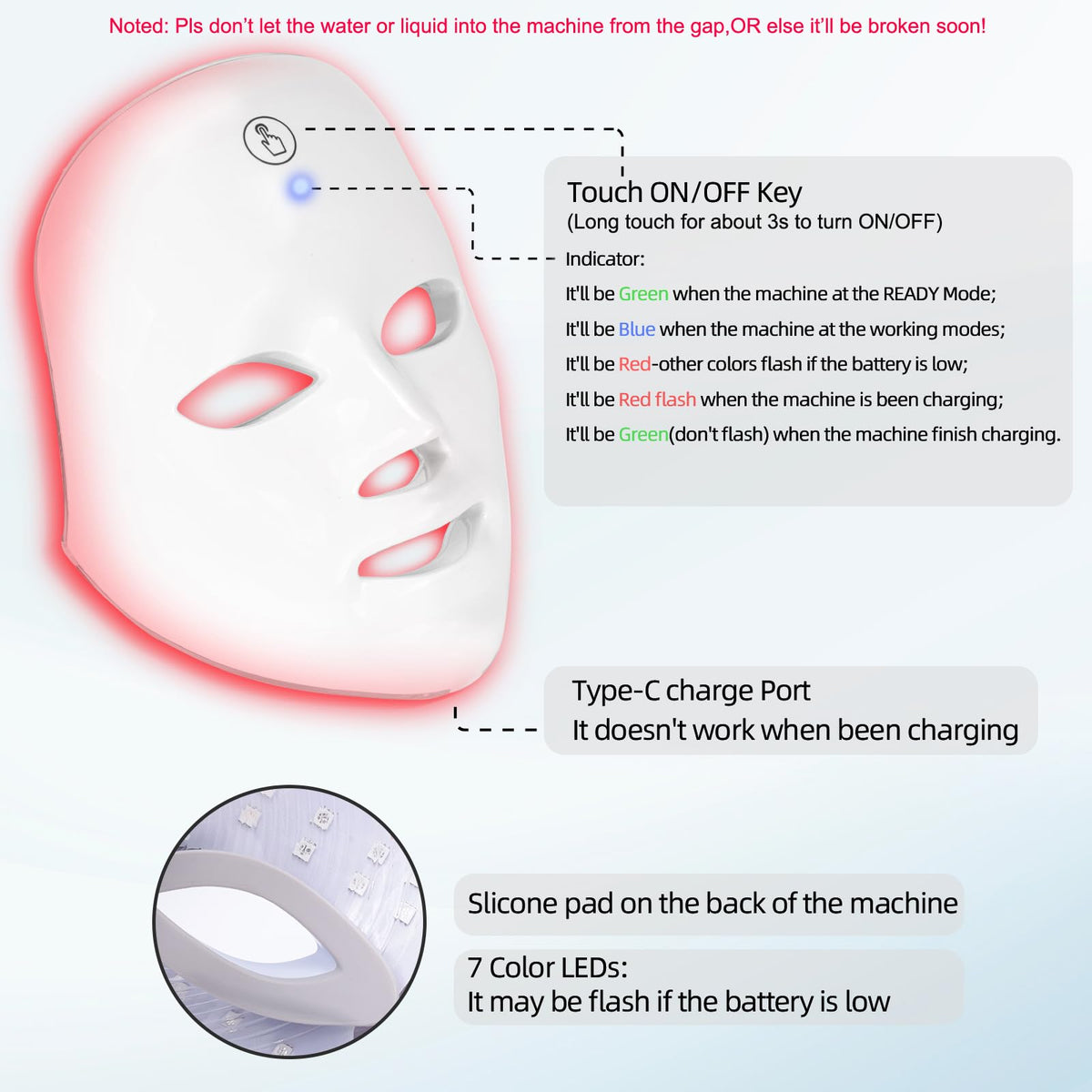 Red Light Therapy for Face Blue LED Light Therapy Mask 7 1 - KNNKNN Official Imagery - 4