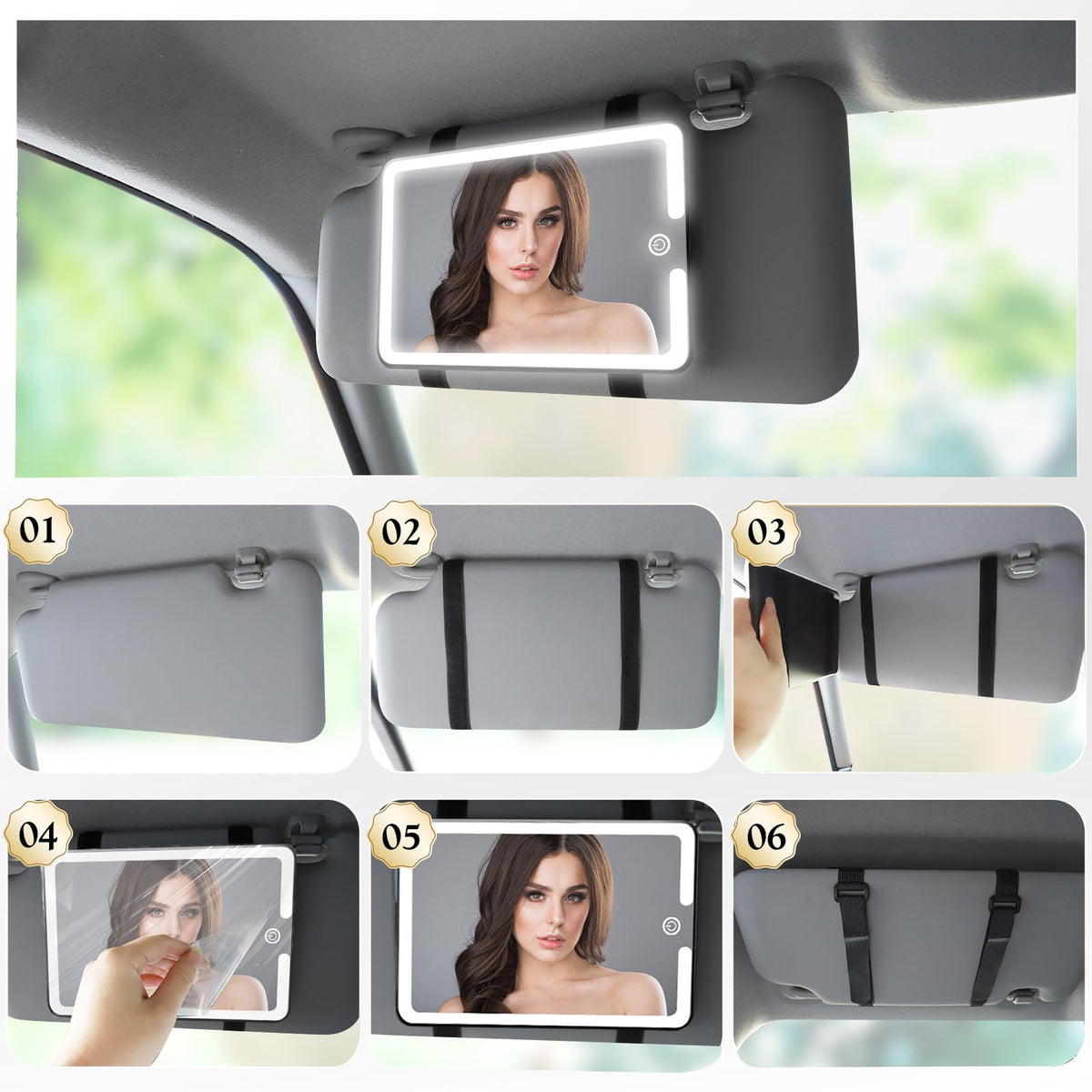 2PCS LED Mirror for Car Sun Visor Accessories Mid Size Car - saiggnyy Official Imagery - 7