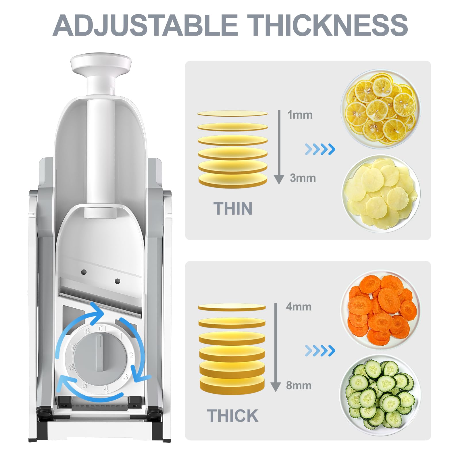 SupMaKin Safe Mandoline Slicer for Kitchen,Adjustable Potato Slic by SupMaKin - Angle View 3