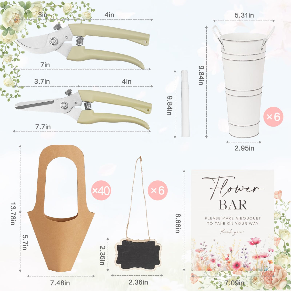 56 Pcs Flower Bar Supplies Kit Bloom Bar Set Includes Iron - SIYOMG Official Imagery - 3