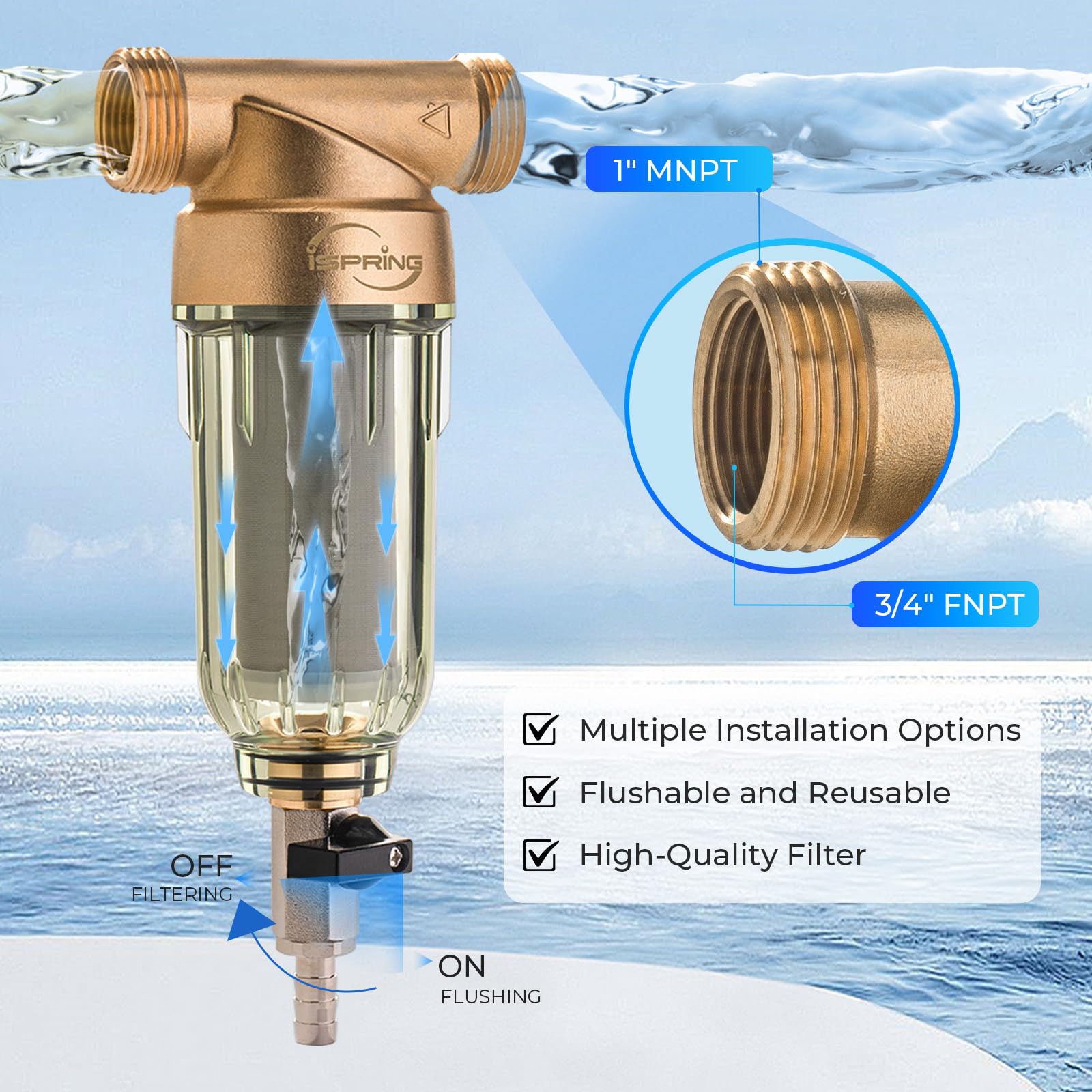 iSpring WSP-100 Whole House Spin Down Sediment Filter, 100 Micron - iSpring Official Product View 4