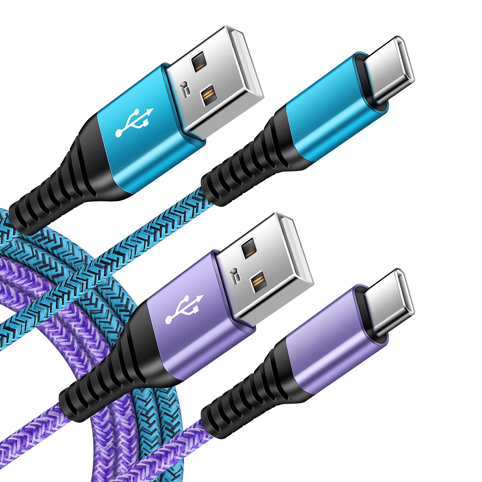 ABCPOW 2-Pack 6ft USB-C Fast Charging Cable Nylon Braided