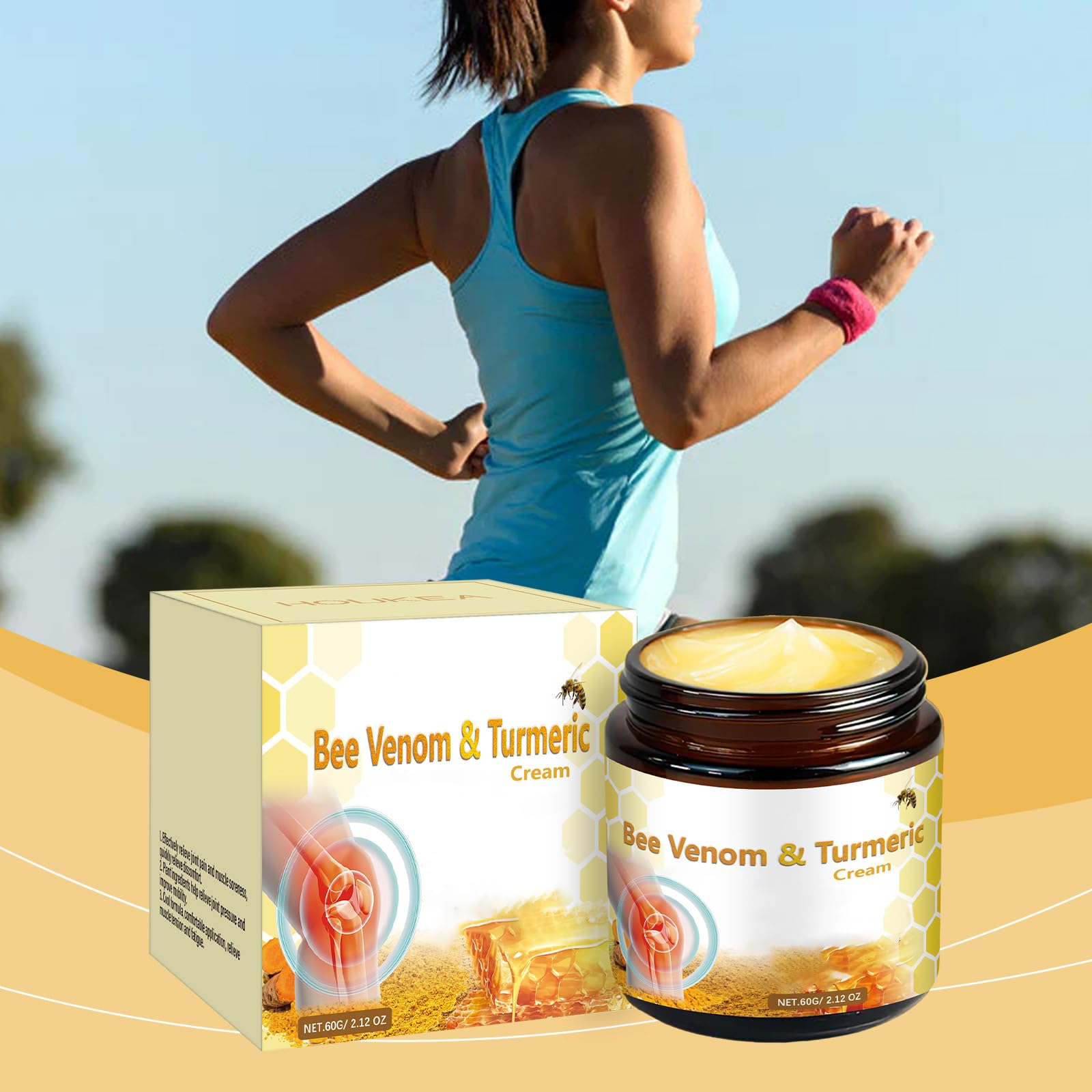 OSFRIAGE Bee Venom Turmeric Joint Cream 2-pack, 60g each, skin moisturizer with natural ingredients, shown in the image.