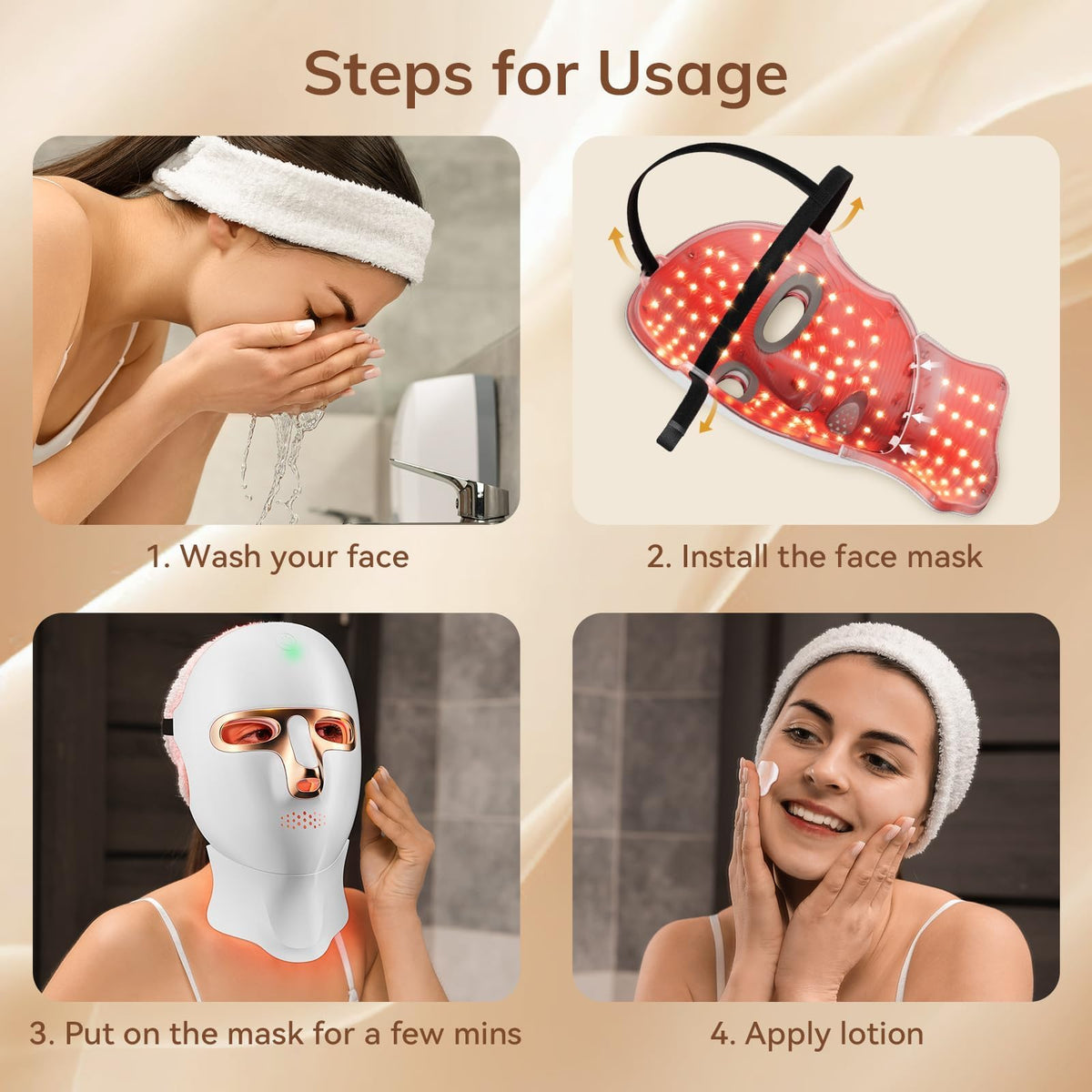 Red Light Therapy Mask USB C Rechargeable LED Face Mask - ONLUKY Official Imagery - 7