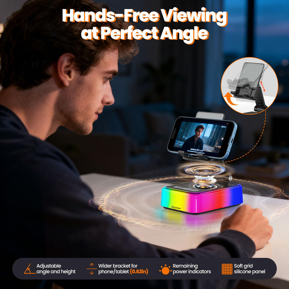 Gifts for Men and Women Charger Phone Stand with RGB Lights - Joymate Official Imagery - 6