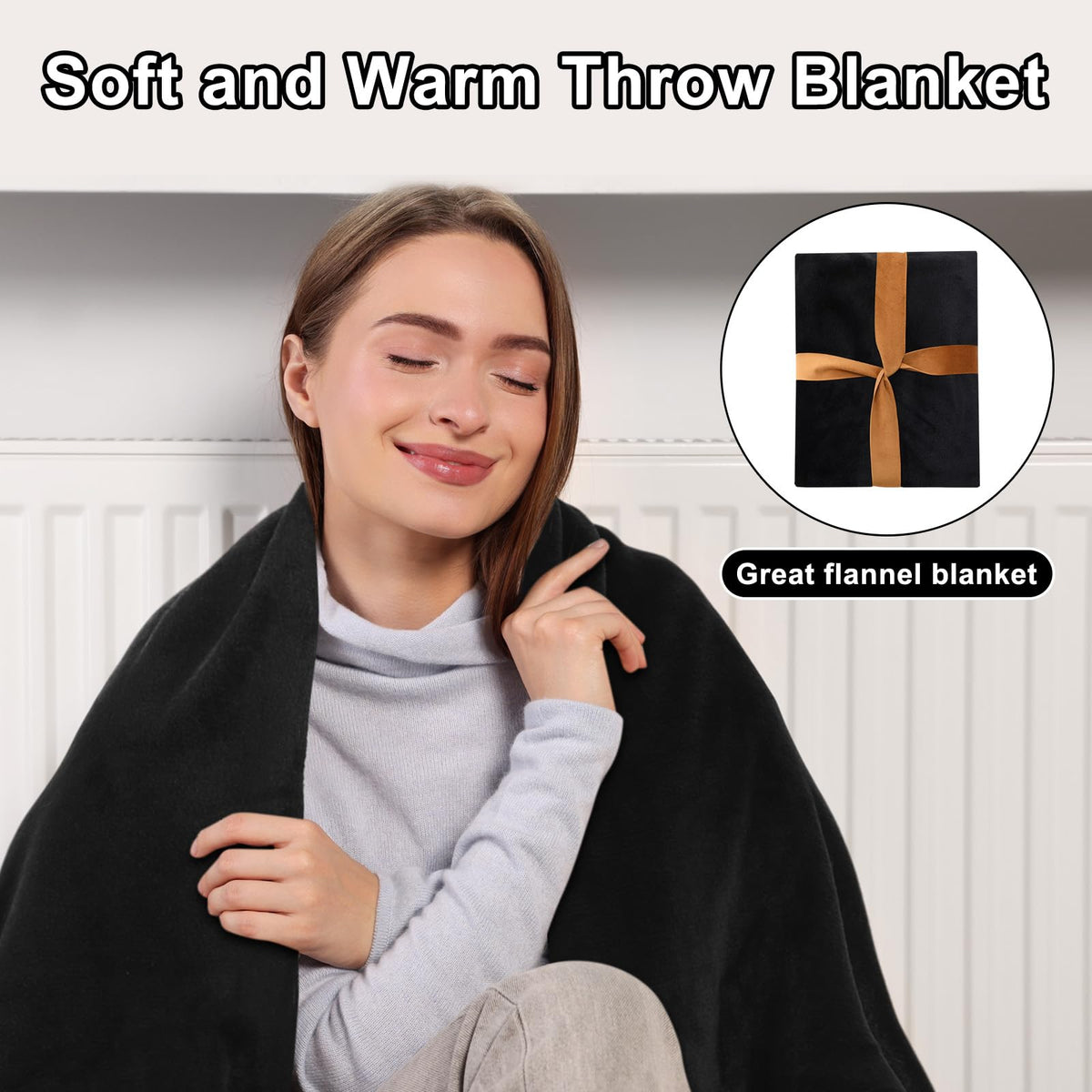 7 Pcs Winter Gift Set for Woman Hat Scarf Gloves Set Throw - Mumucove Official Imagery - 6
