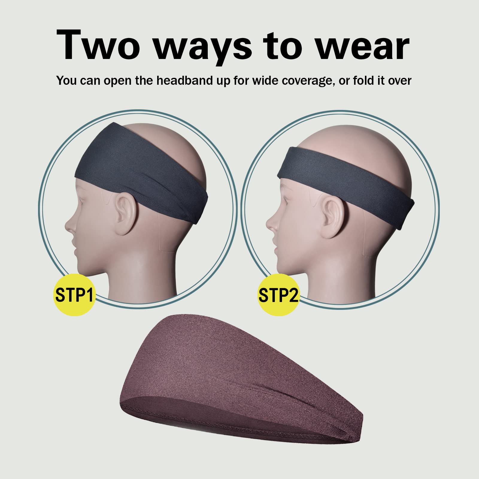 Pilamor Sports Headbands for Men 5 Pack,Sweatbands for Men Workou - Pilamor Official Product View 6