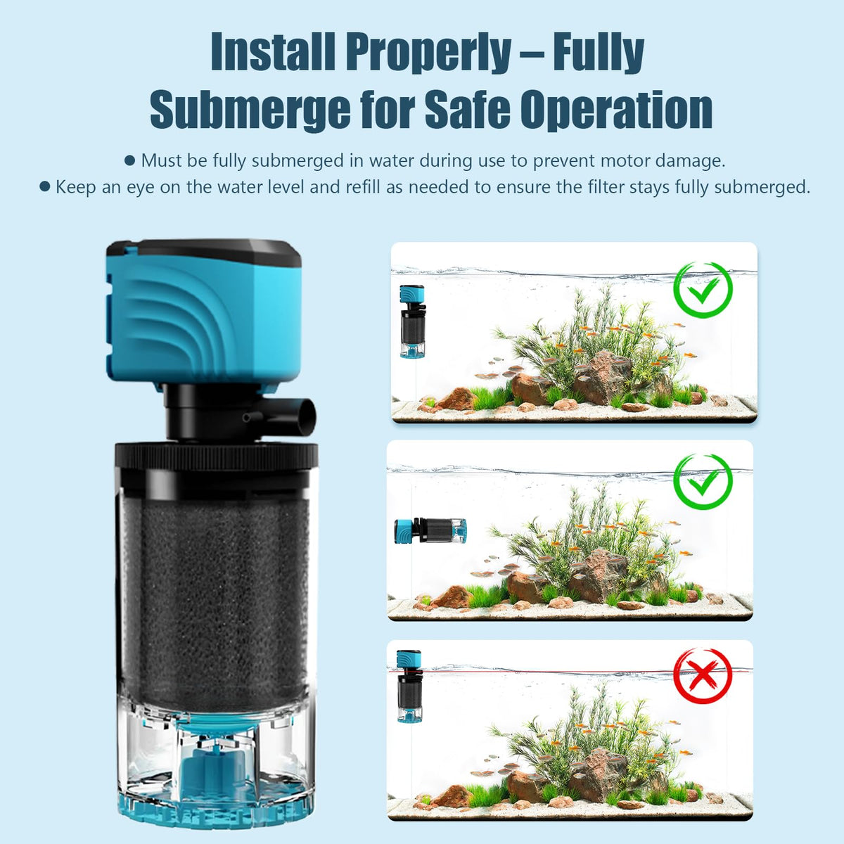Submersible Aquarium Filter Upgraded 15 55 Gallon Fish Tank - Aulofee Official Imagery - 6