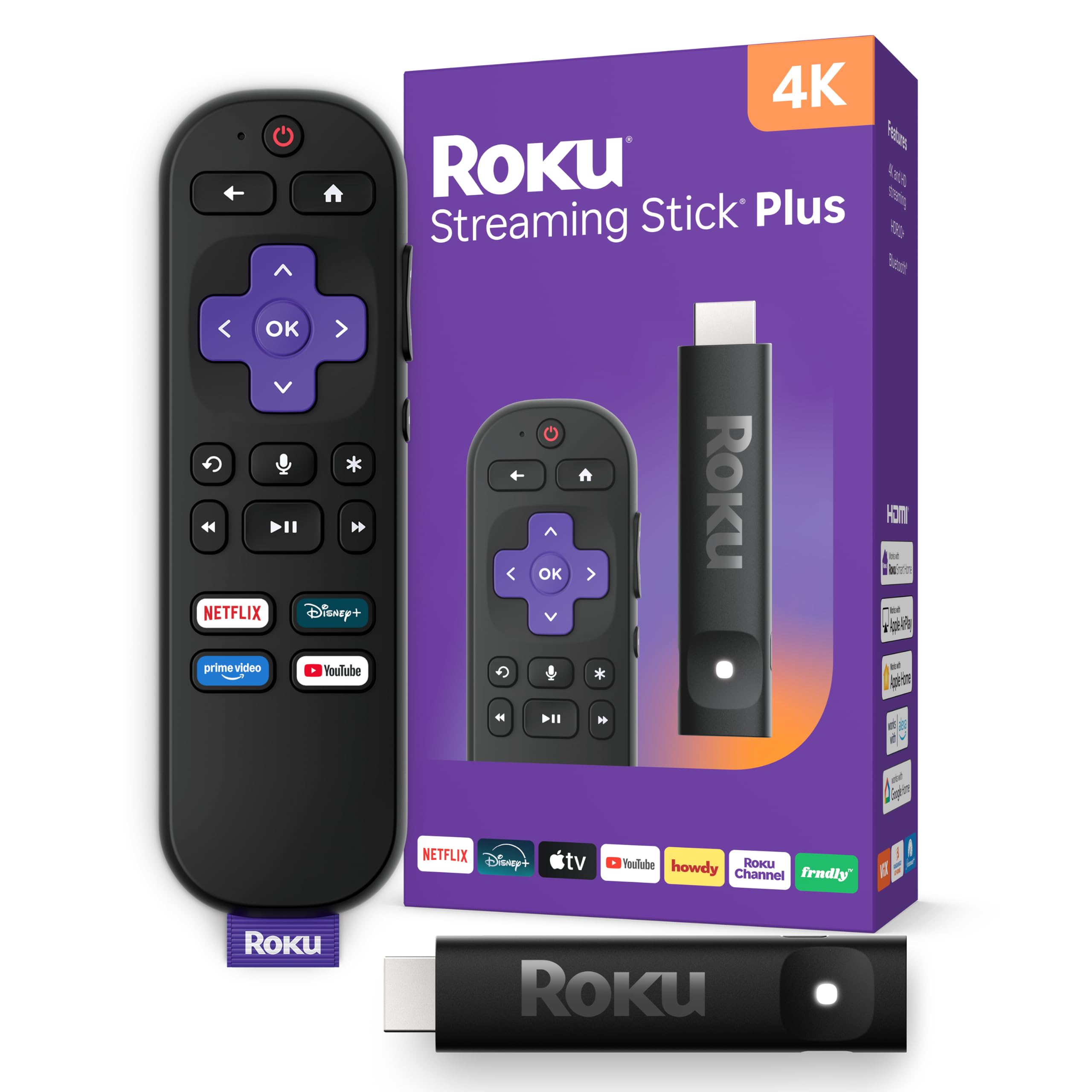 Roku Streaming Stick Plus | 4K HDR10+ Voice Remote