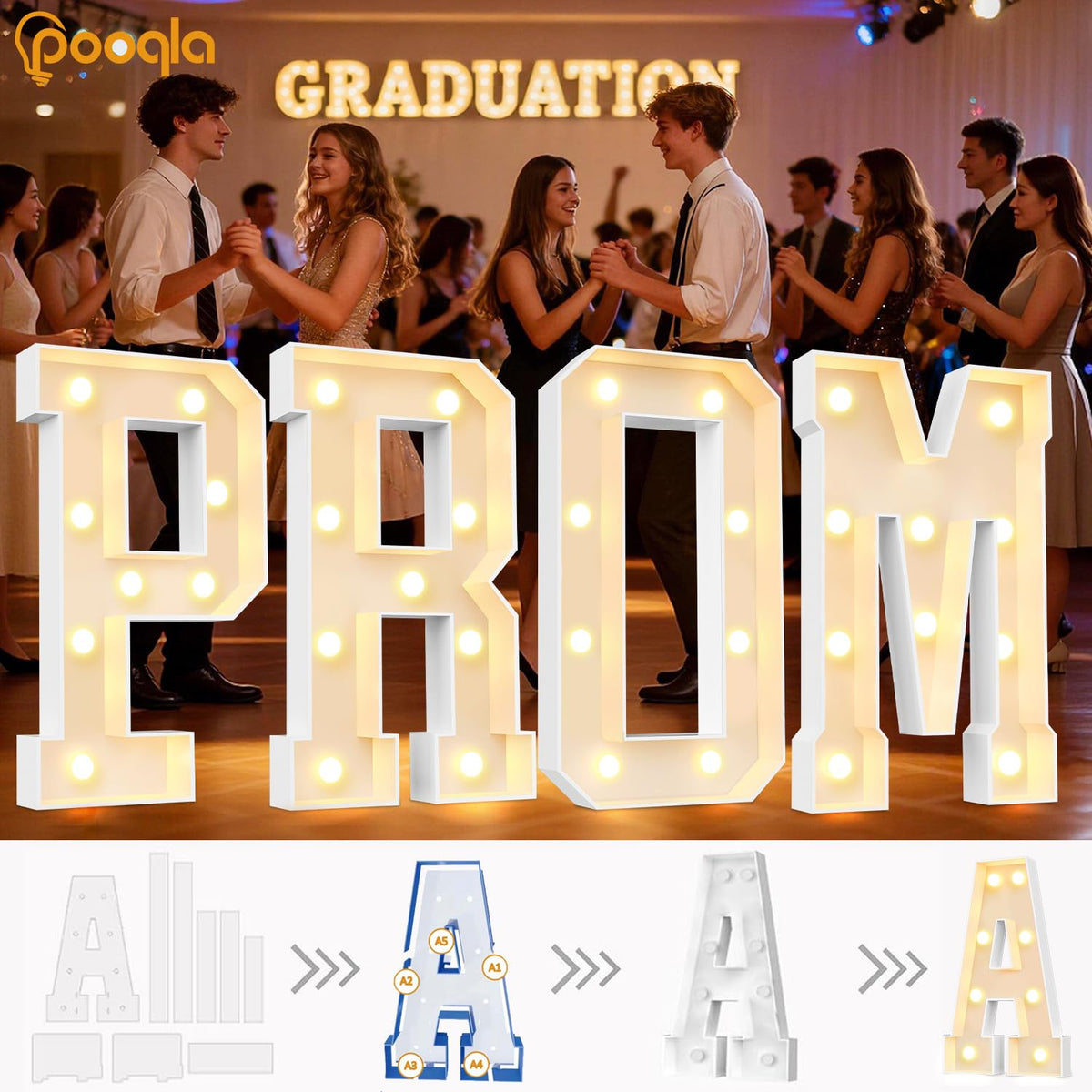 3FT Marquee Light Up Letters LED Letters Big Mosaic Marquee - Pooqla Official Imagery - 7