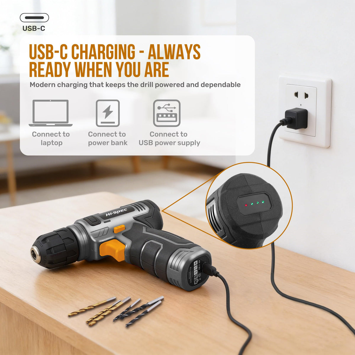 Hi Spec 8V Cordless Drill Set Household Tool Kit - Hi-Spec Official Imagery - 6