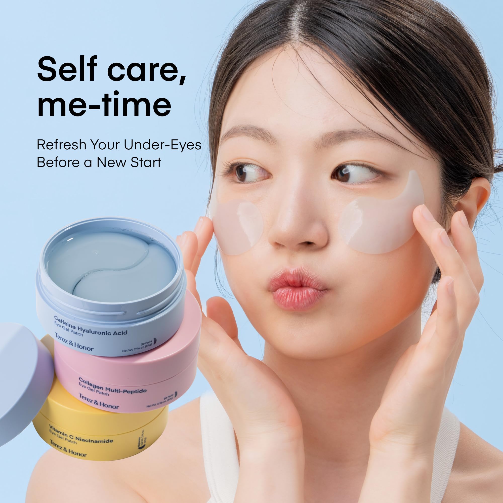 TEREZ & HONOR Eye Patches Gift Set - 3-Pack (x 60 Pcs) Korean Hydrogel Eye Masks with Caffeine, Collagen & Vitamin C - For Puffy Eyes, Dark Circles, Fine Lines, Wrinkles & Bags, Travel Case Included - TEREZ & HONOR Official Product View 5
