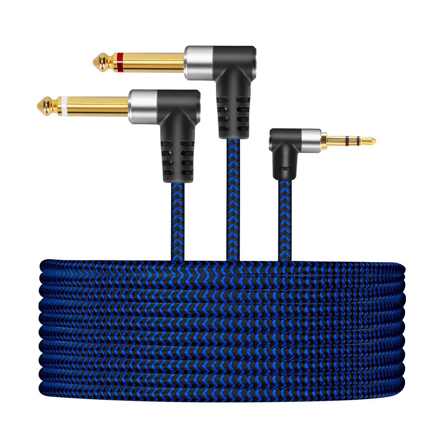 GGMTY 1/8" TRS to Dual 1/4" TS Mono Stereo 6FT Y-Cable Splitter C by GGMTY - Angle View 2
