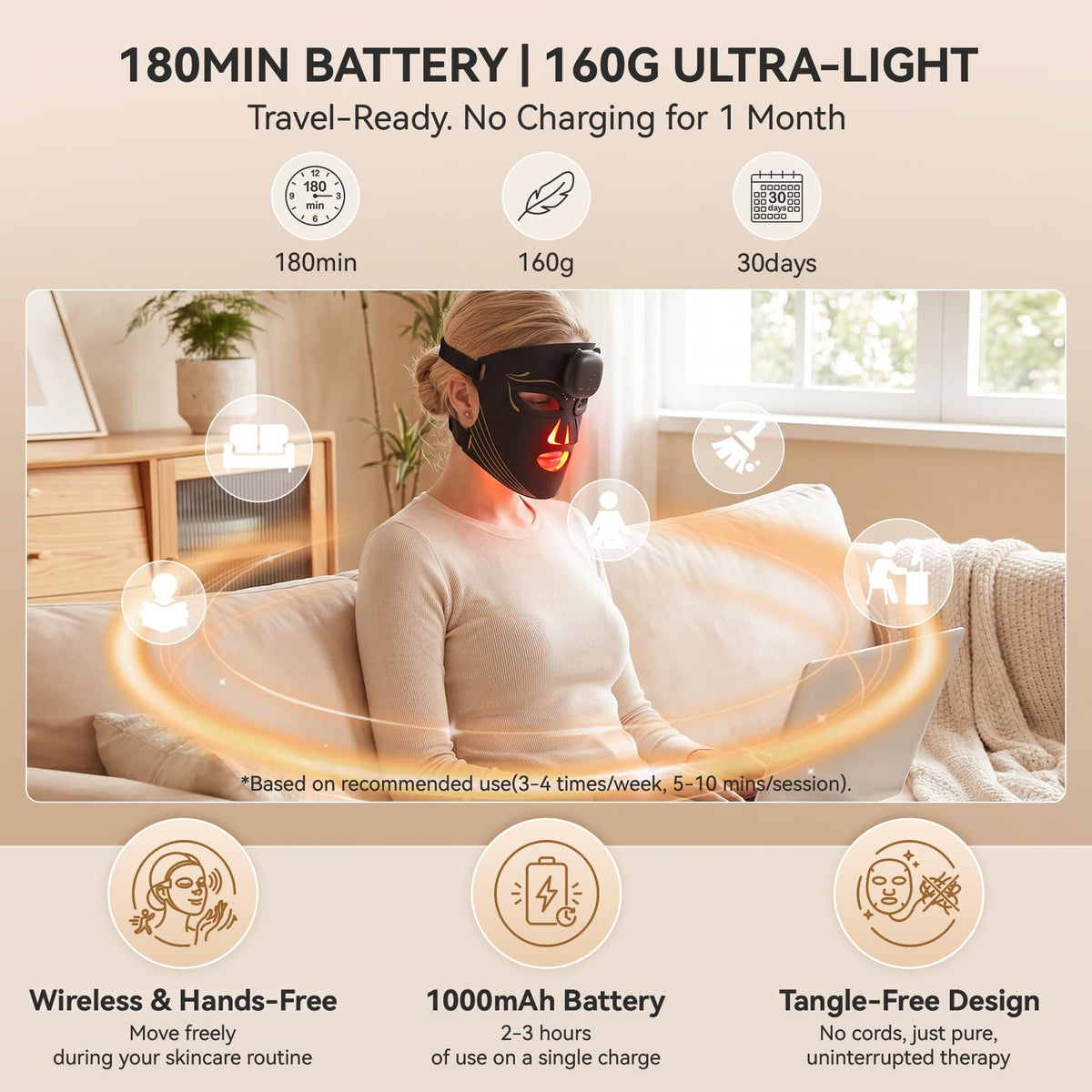 Red Light Therapy Mask for Face 8 Light Modes with 850nm NIR - Gurtema Official Imagery - 7