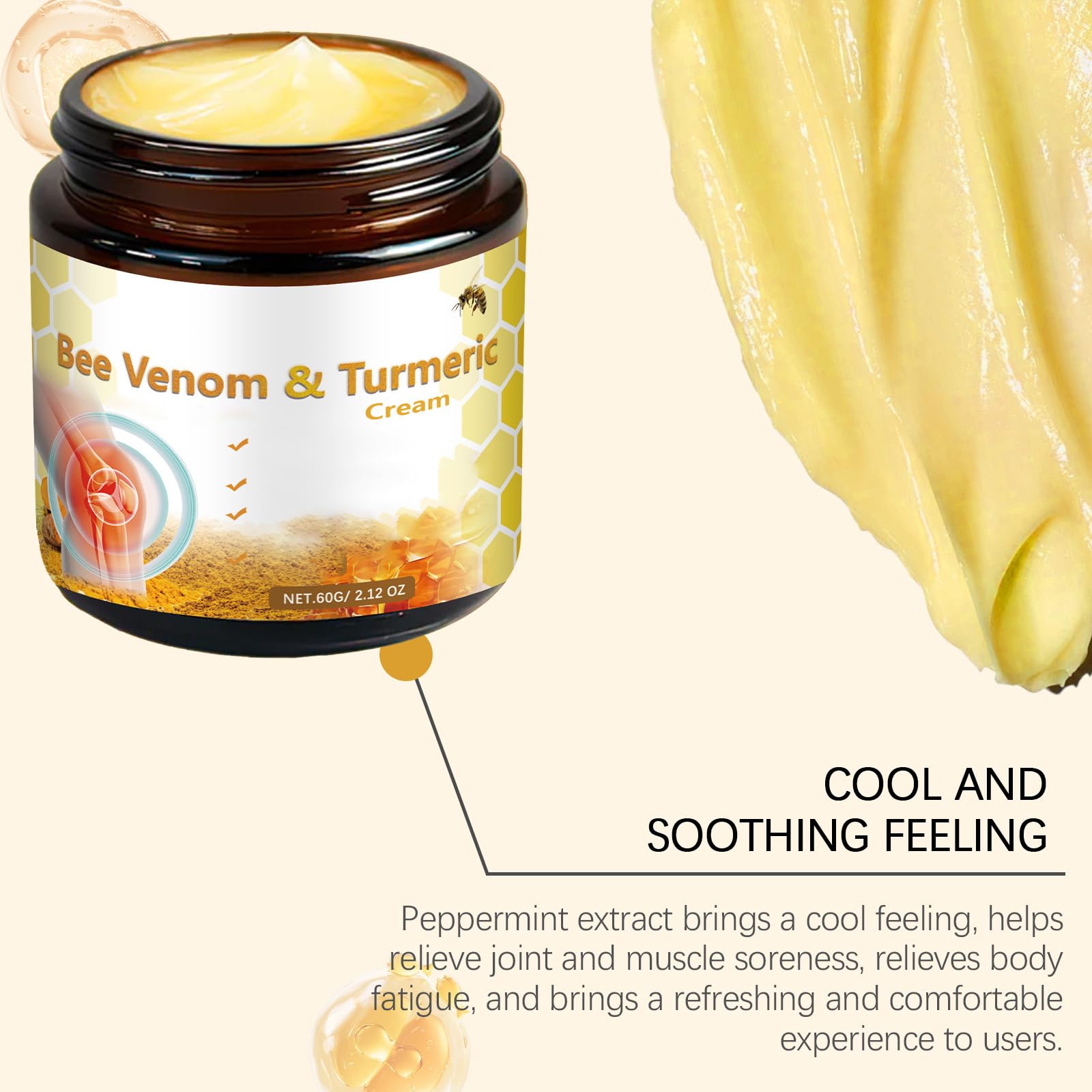 OSFRIAGE Bee Venom Turmeric Joint Cream 2-pack, 60g each, skin moisturizer with bee venom and turmeric for joint care and skin hydration.