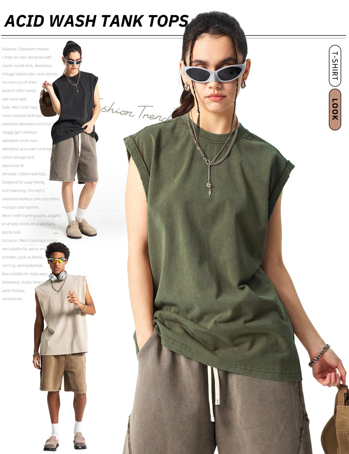 Arssm Sleeveless Shirts for Men Tank Tops Cotton Acid Wash - Arssm Official Imagery - 6