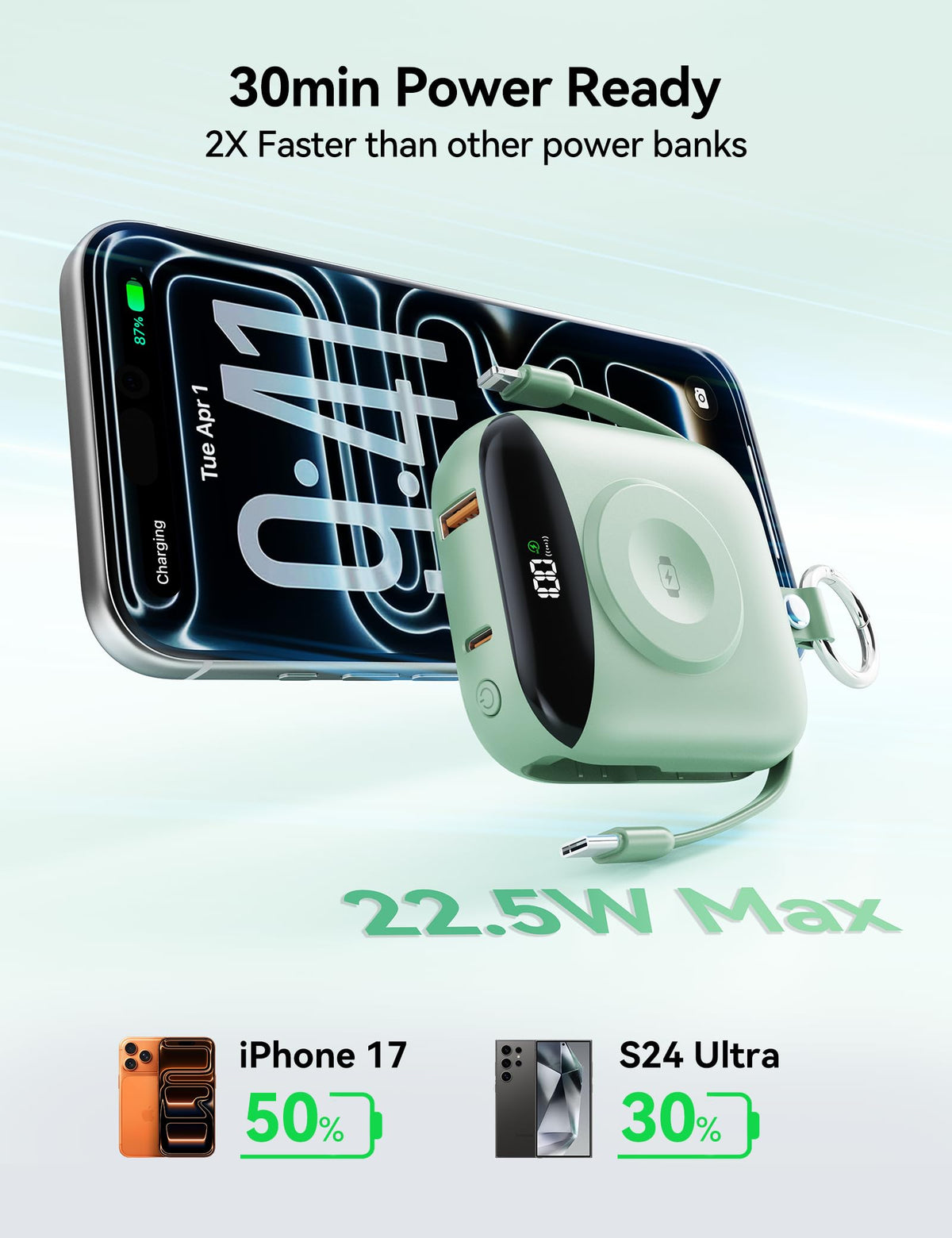 Portable Charger 10000mAh 22 5W Power Bank Built in 2 Cables - BLJIB Official Imagery - 7