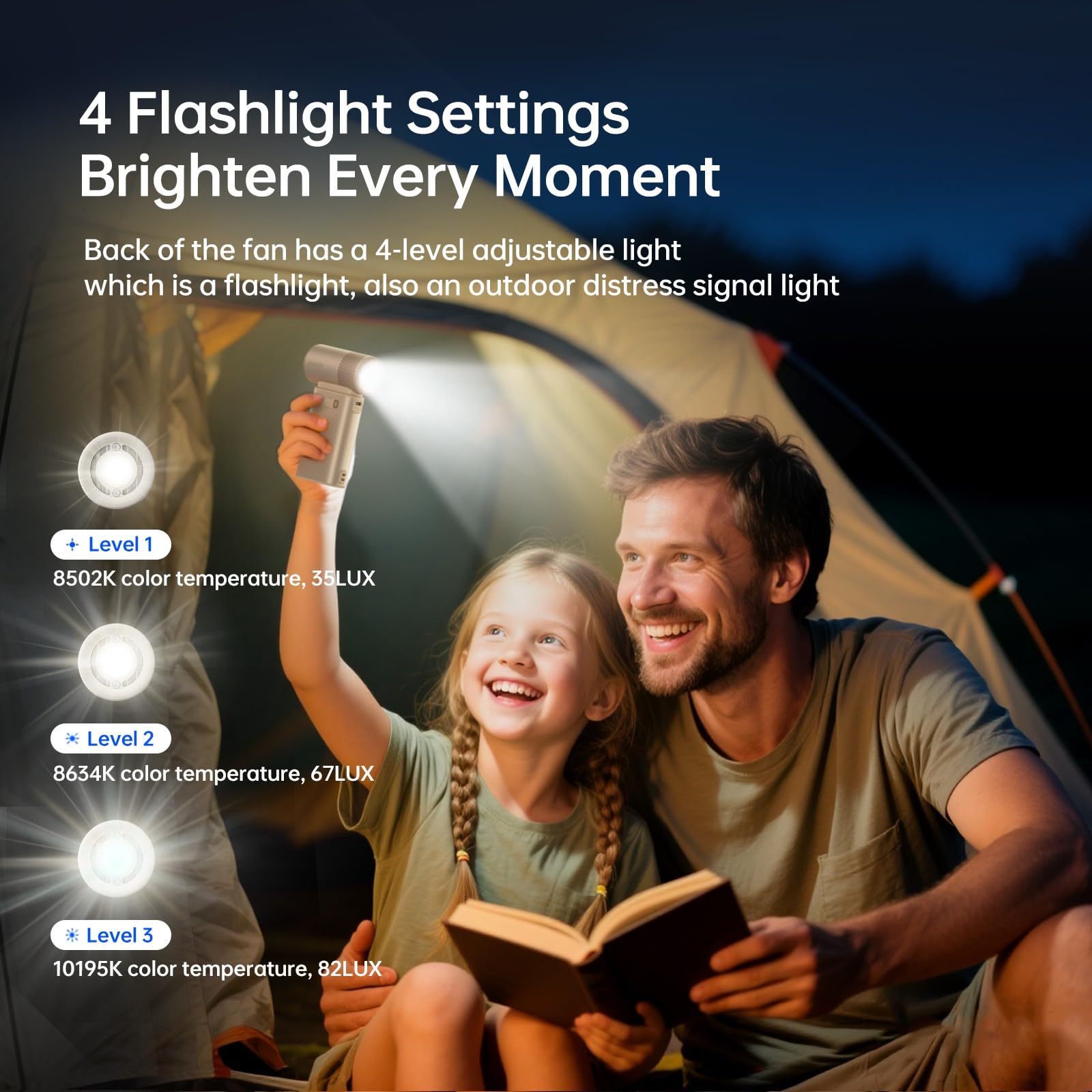 JISULIFE Portable Handheld Fan Ultra2 9000mAh Max 25 Hrs, 3 IN 1, by JISULIFE - Angle View 4