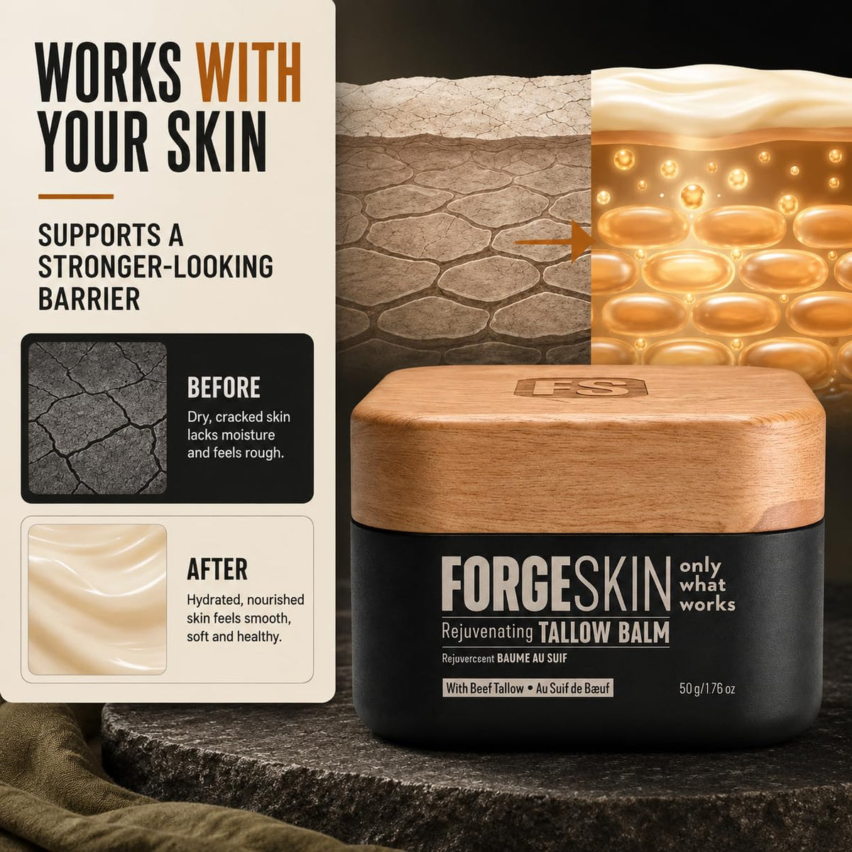 Forge Skin Beef Tallow Balm Moisturizer for Men Skin Care - Forge Skin Official Imagery - 7