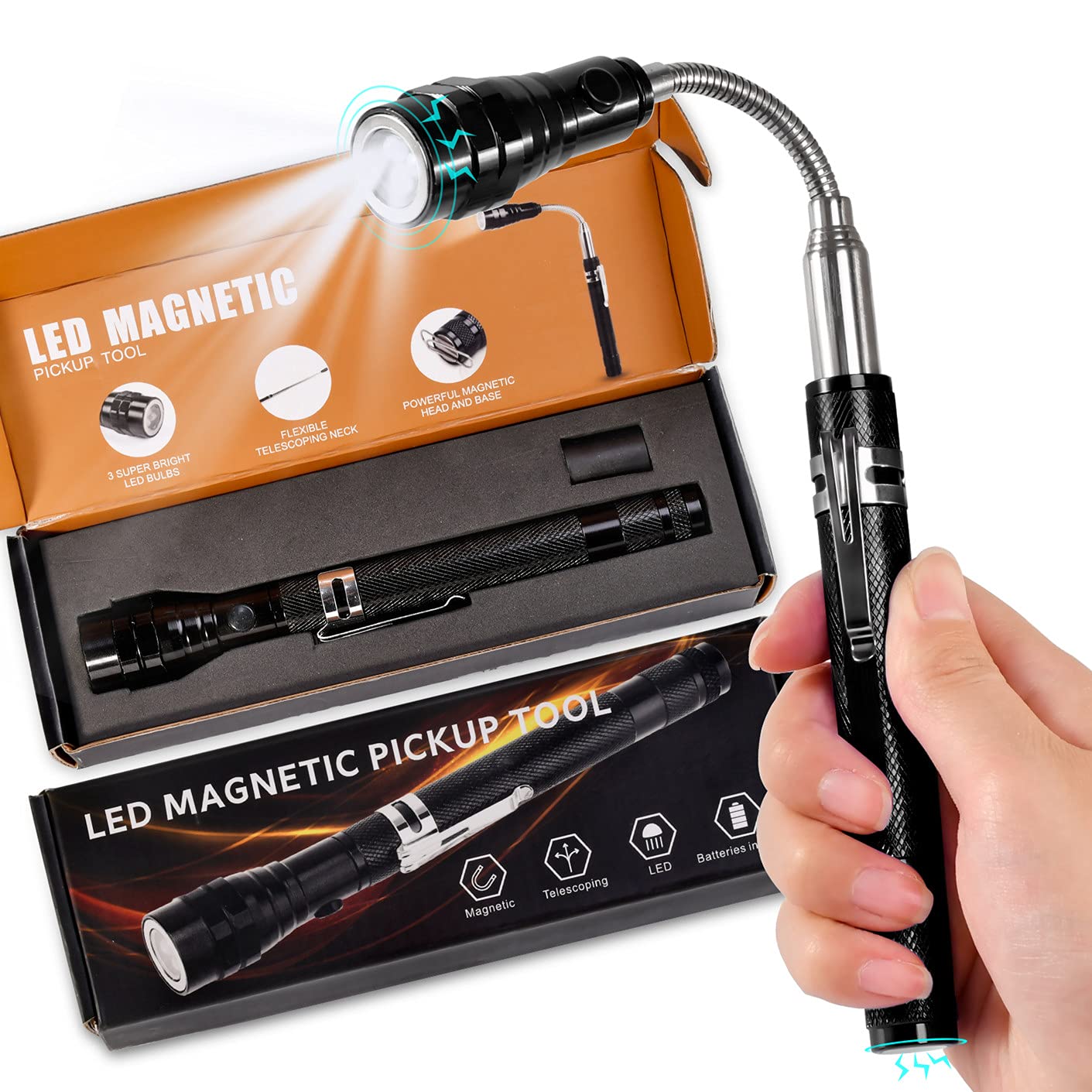 Magnetic Flashlight Gifts for Men Stocking Stuffers for Men - Product Imagery