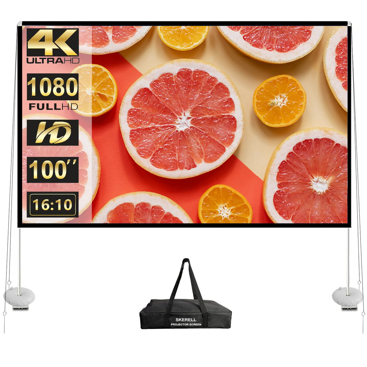 Outdoor Projector Screen with Stand 100 Inch Portable - SKERELL Official Imagery - 1